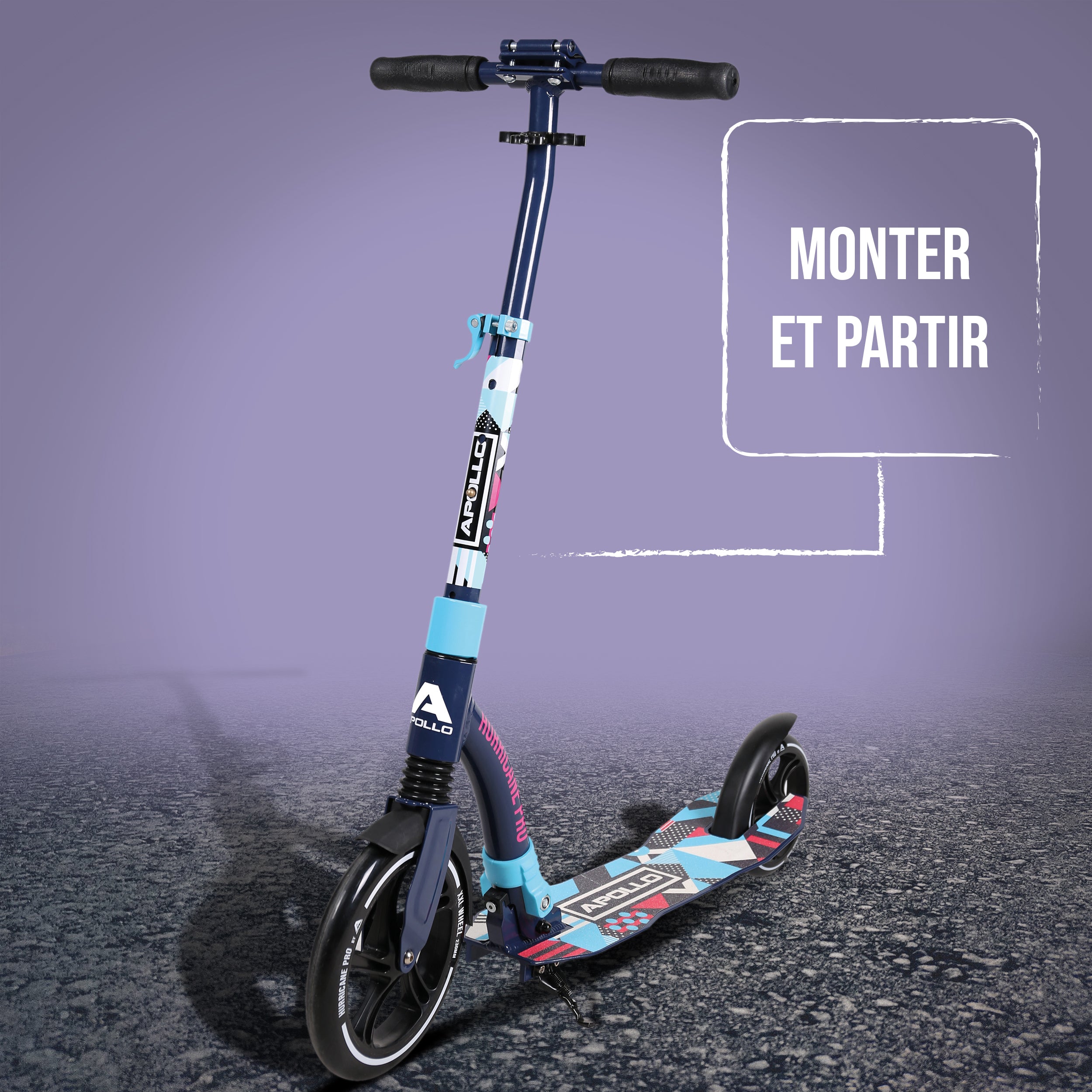 Apollo - Apollo Scooter - "Hurricane" City-Scooter avec suspension - Bleu Multicolore