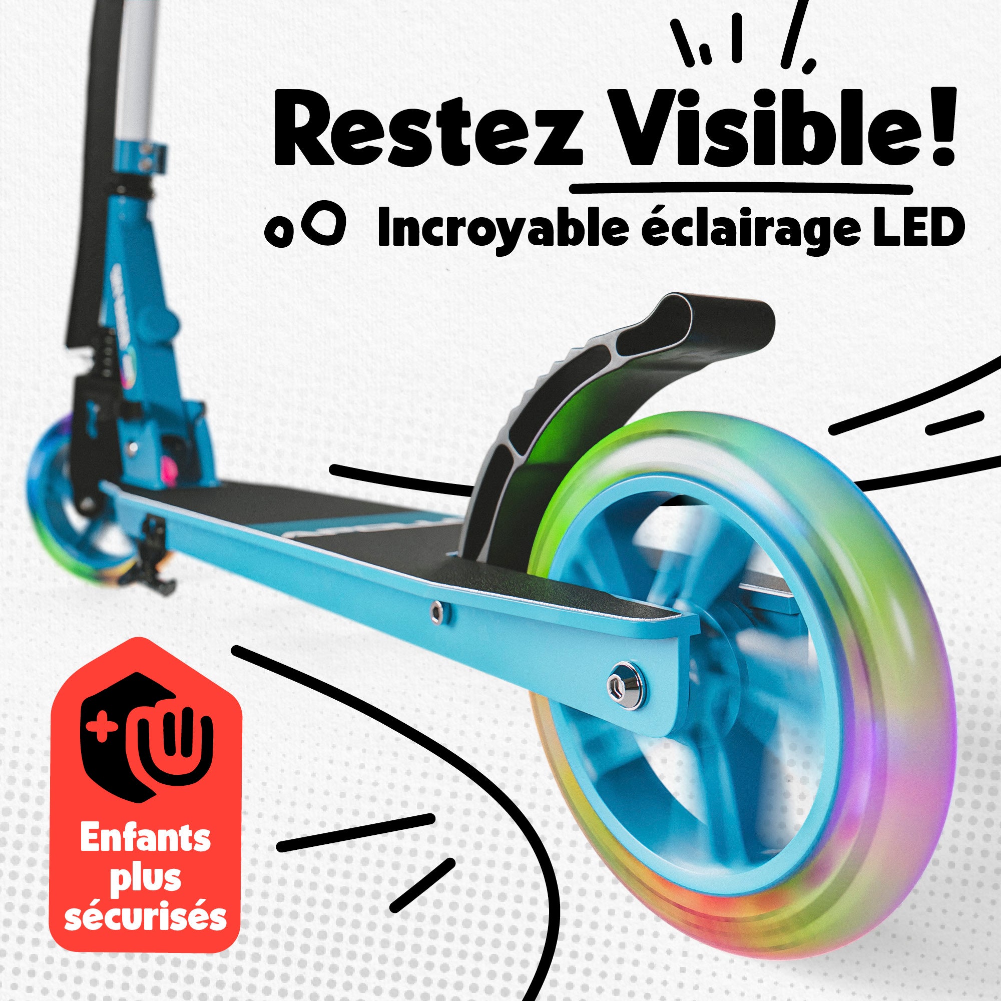 Apollo - Trottinette Skyracer - trottinette urbaine à suspension avec roues LED 145 mm - Bleu