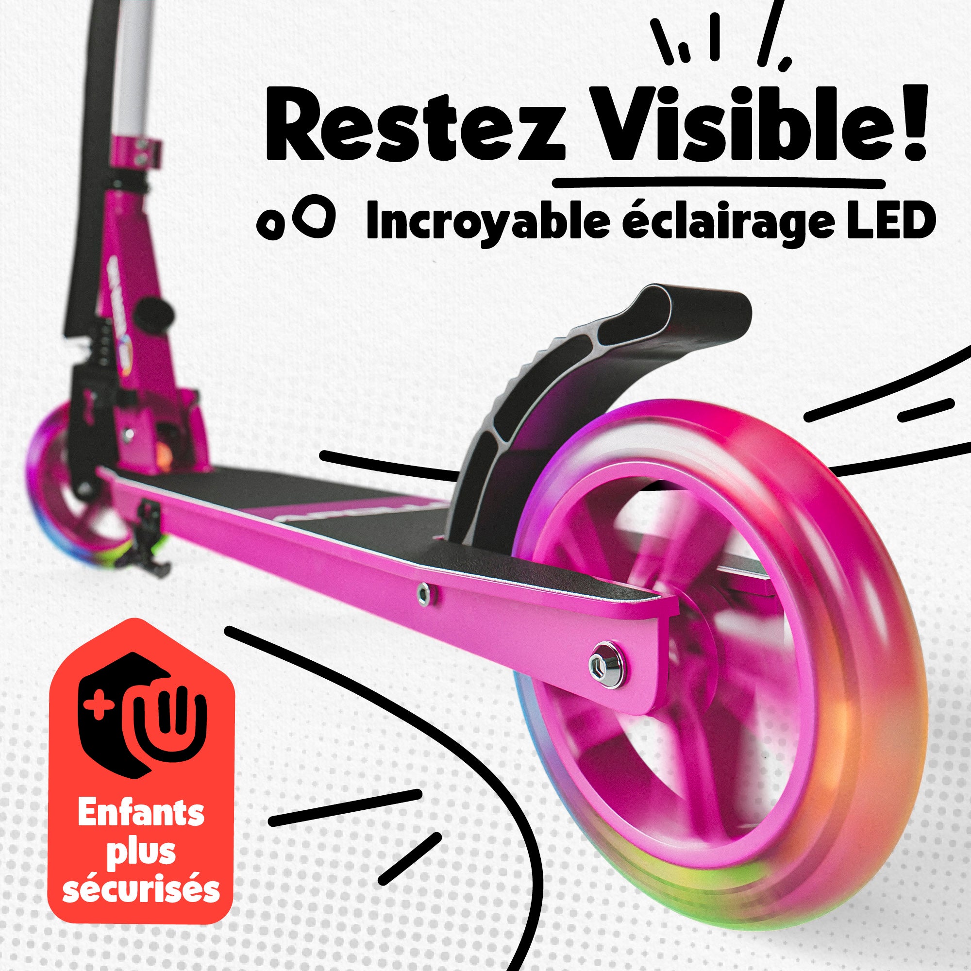Apollo - Trottinette Skyracer - trottinette urbaine à suspension avec roues LED 145 mm - Berry