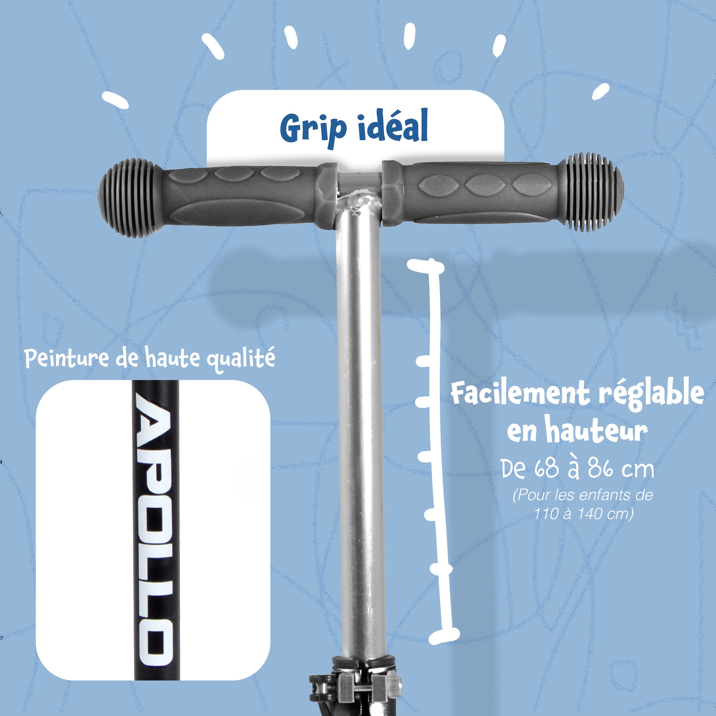 Apollo - Trottinette Kids Whiz à LED pour les enfants - Fleurs roses