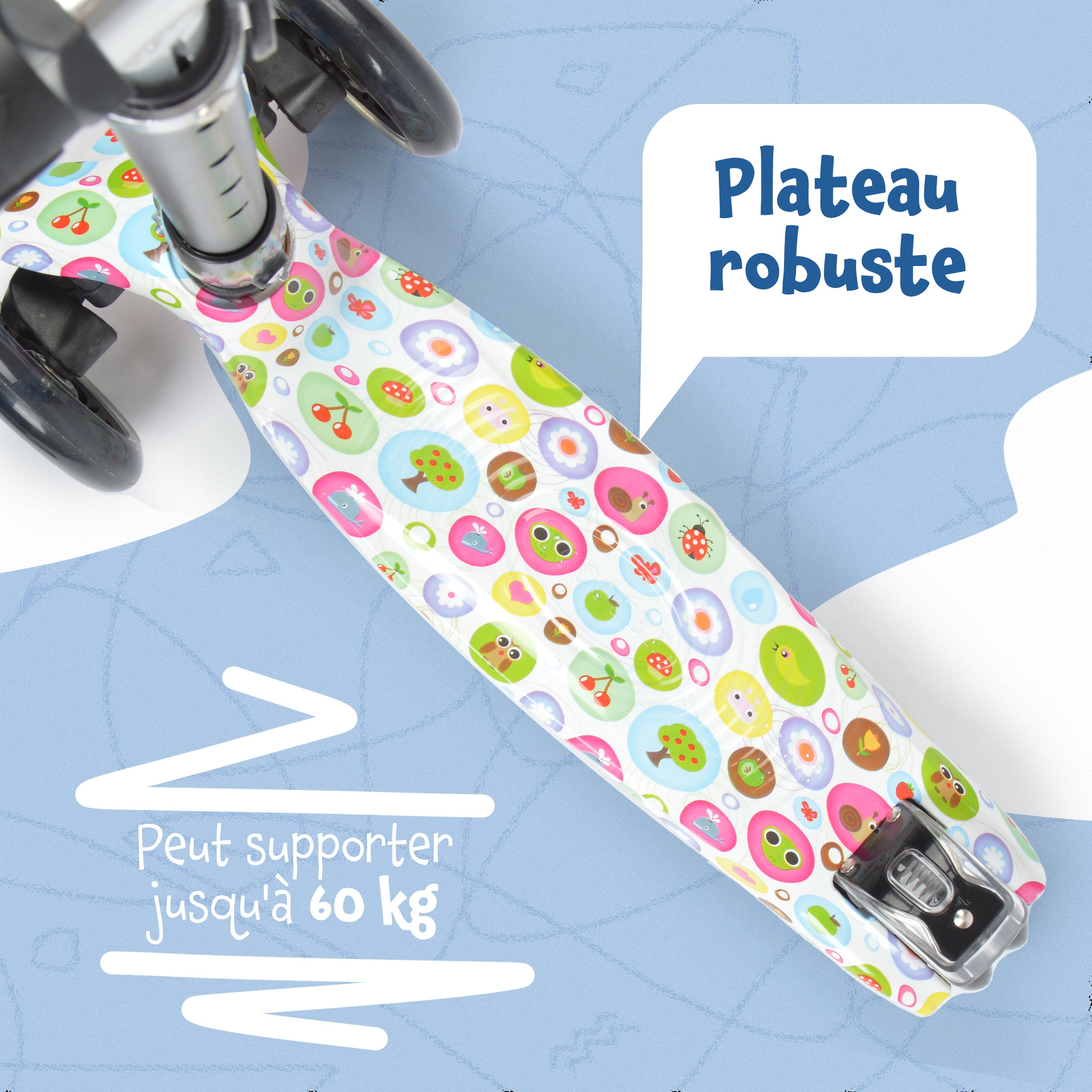 Apollo - Trottinette Kids Whiz à LED pour les enfants - Fleurs roses