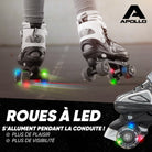 Apollo - Super Quad X Pro - Patins à roulettes LED pour enfants et adolescents - Noir - L (39-42)