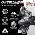 Apollo - Super Quad X Pro - Patins à roulettes LED pour enfants et adolescents - Noir - L (39-42)