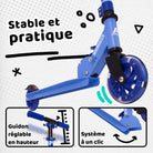 Apollo - Trottinette enfants à LED - Moonracer - Trottinette pour enfants avec suspension - Bleu