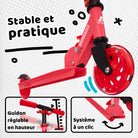 Apollo - Trottinette enfants à LED - Moonracer - Trottinette pour enfants avec suspension - Rouge