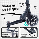 Apollo - Trottinette enfants à LED - Moonracer - Trottinette pour enfants avec suspension - Noir