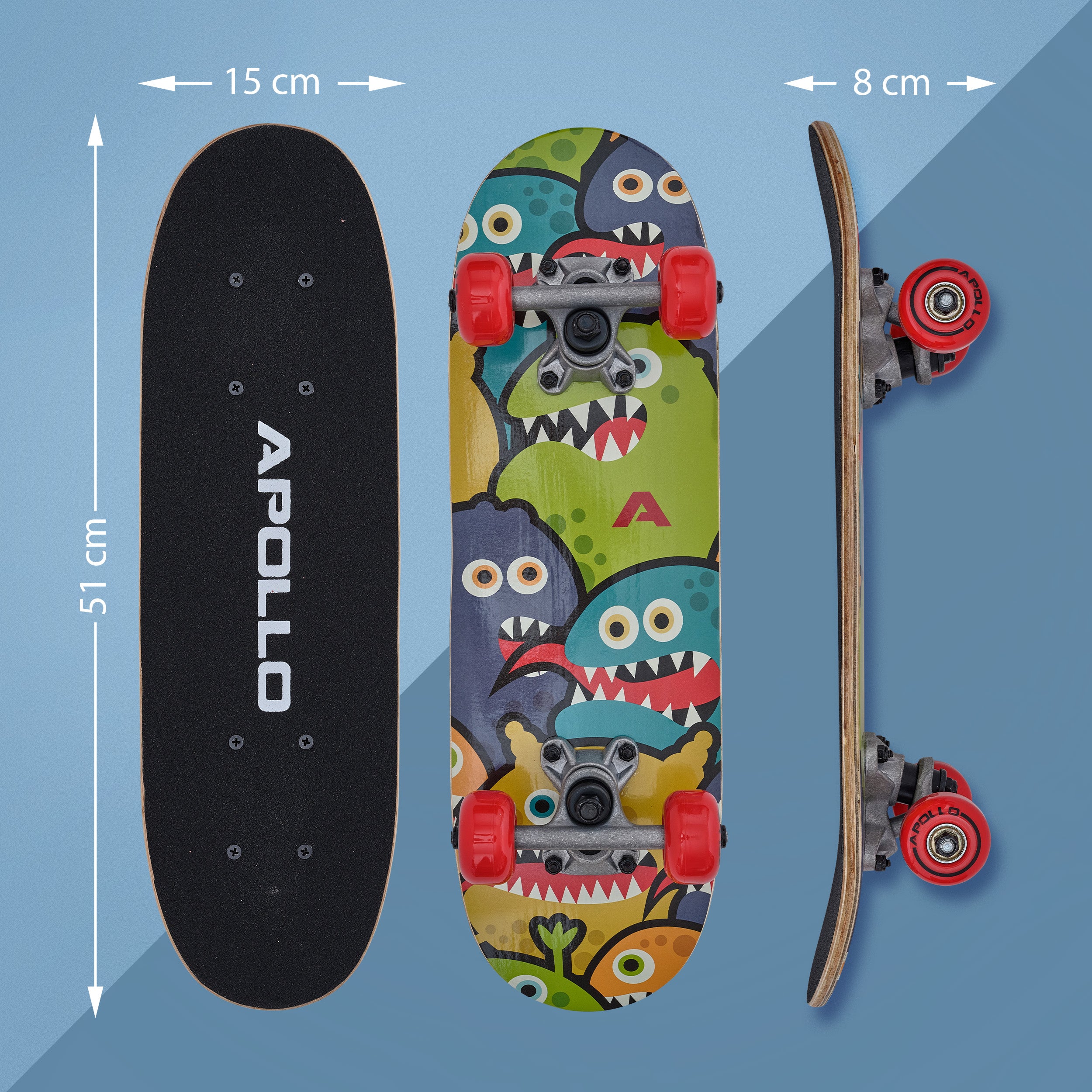Apollo - Skateboard pour Enfants - Monsterskate - 51 cm - Monsterskate