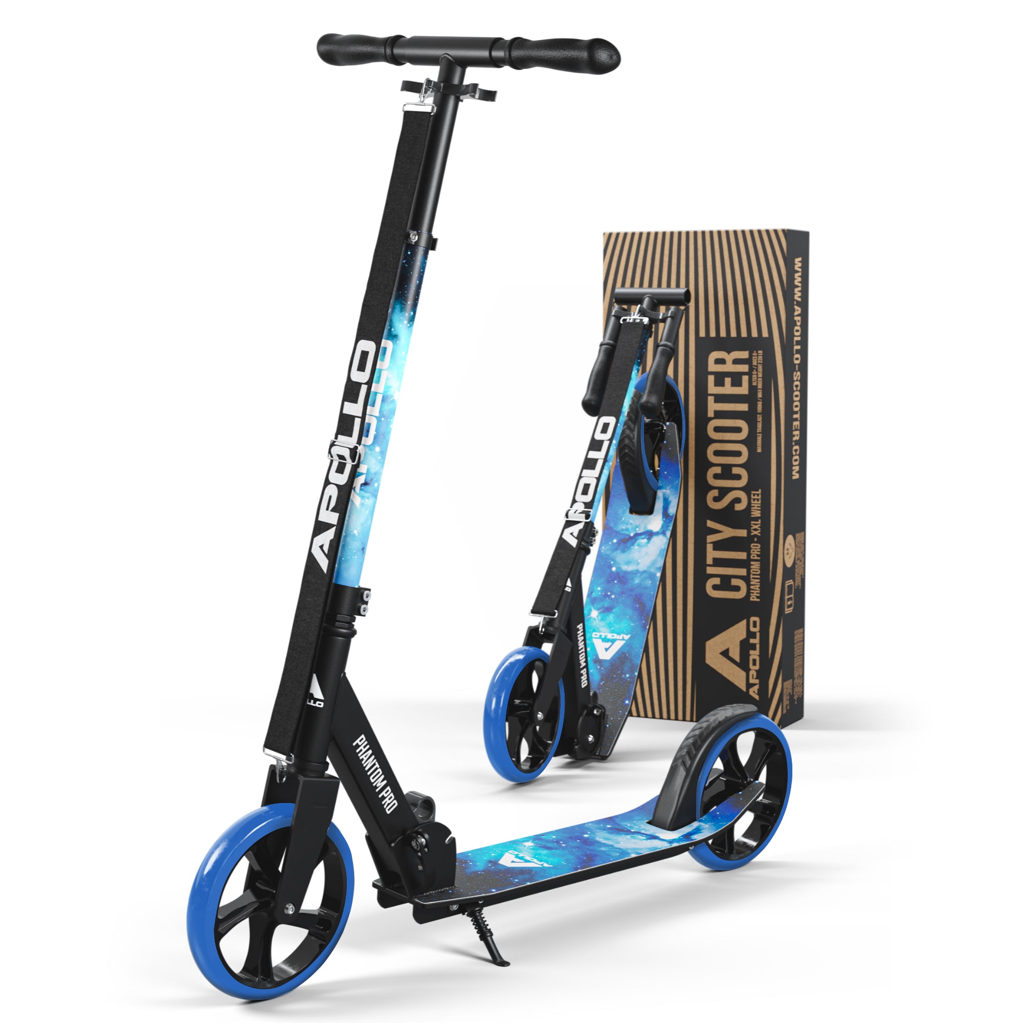 Apollo - Trottinette avec roues XXL Phantom pour adultes et enfants - 200mm - Stars