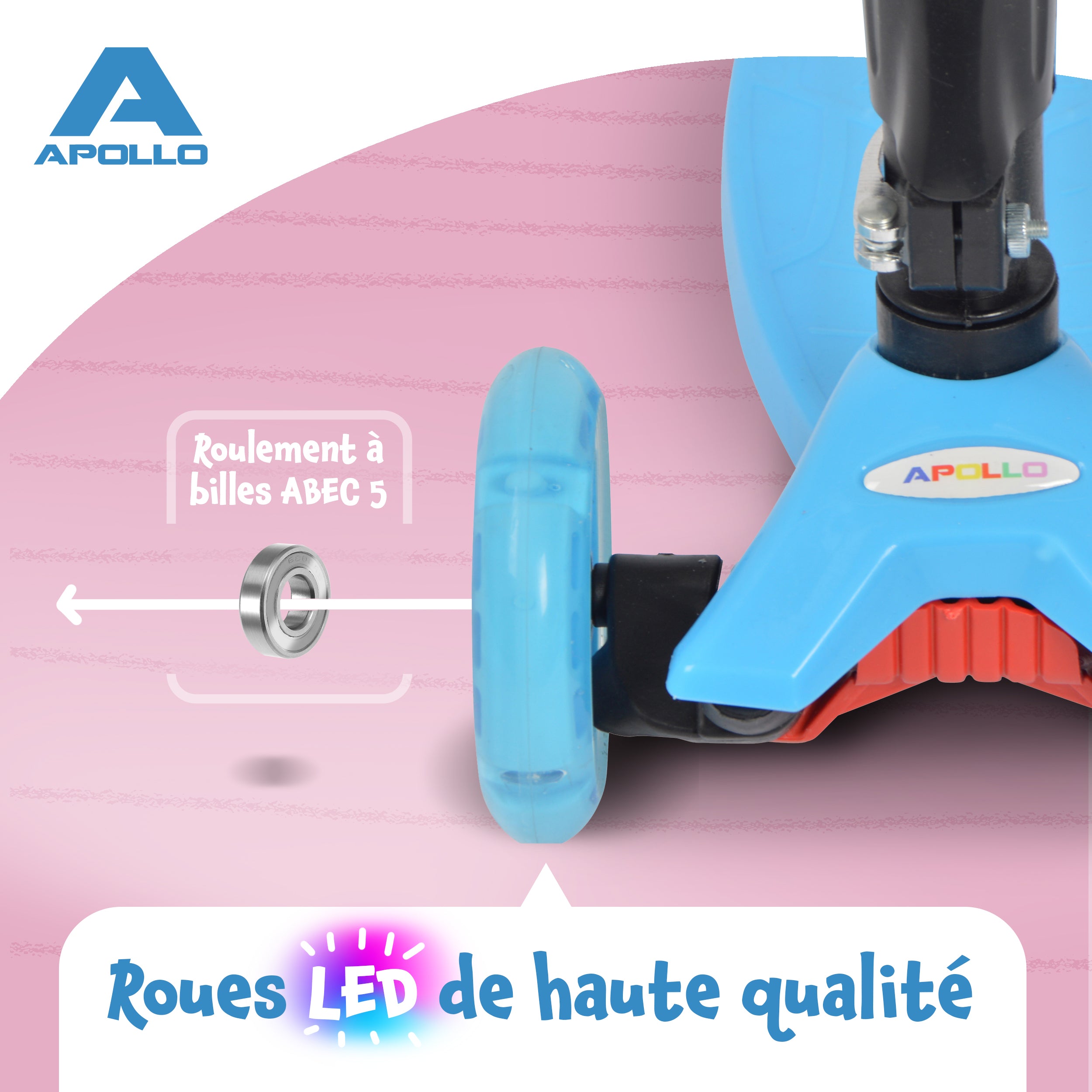 Apollo - Trottinette Kids Whiz à LED pour les enfants - Bleu