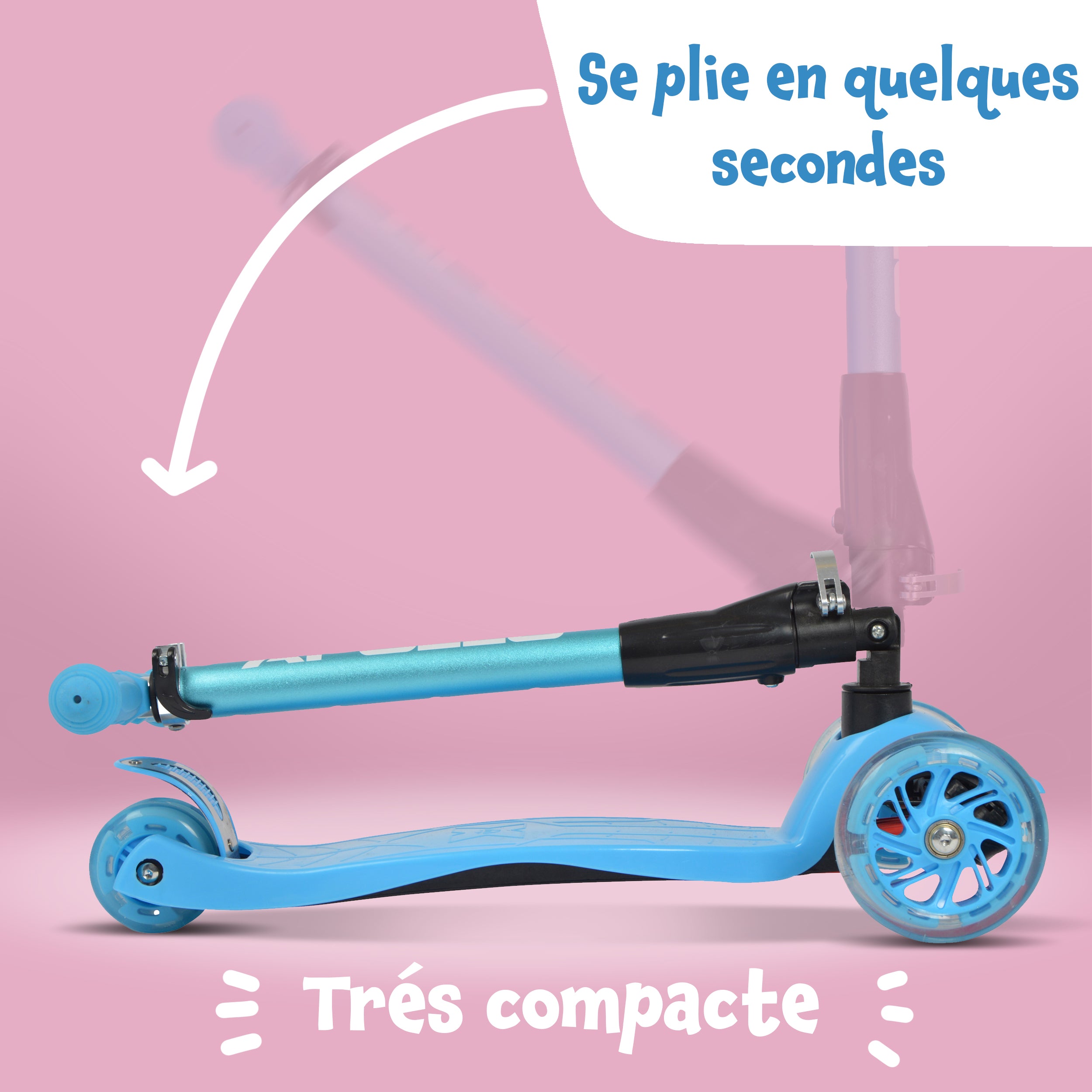 Apollo - Trottinette Kids Whiz à LED pour les enfants - Bleu