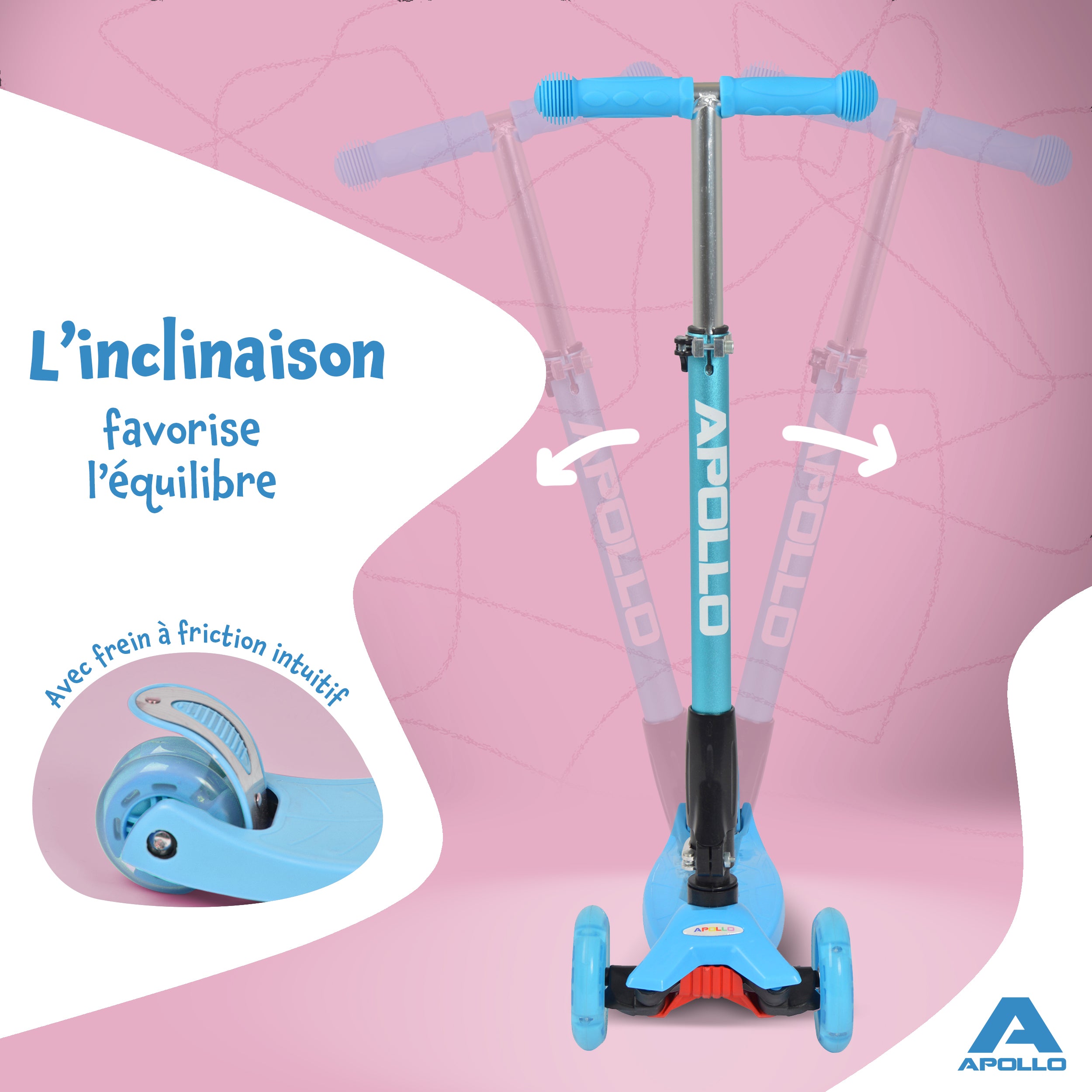 Apollo - Trottinette Kids Whiz à LED pour les enfants - Bleu