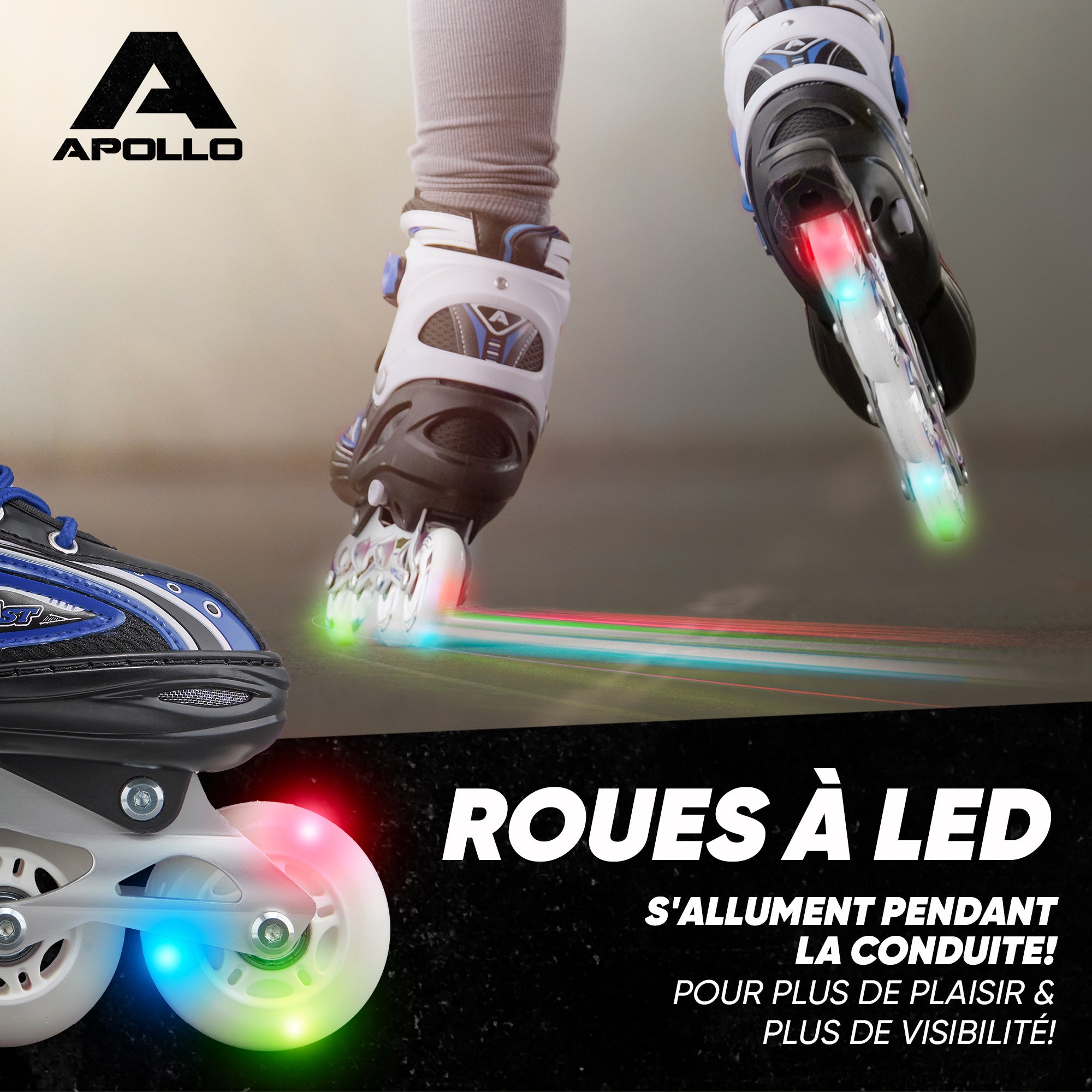 Apollo - Super Blades X Pro - Rollers avec roues à LED illuminées - Bleu - S (31-34)