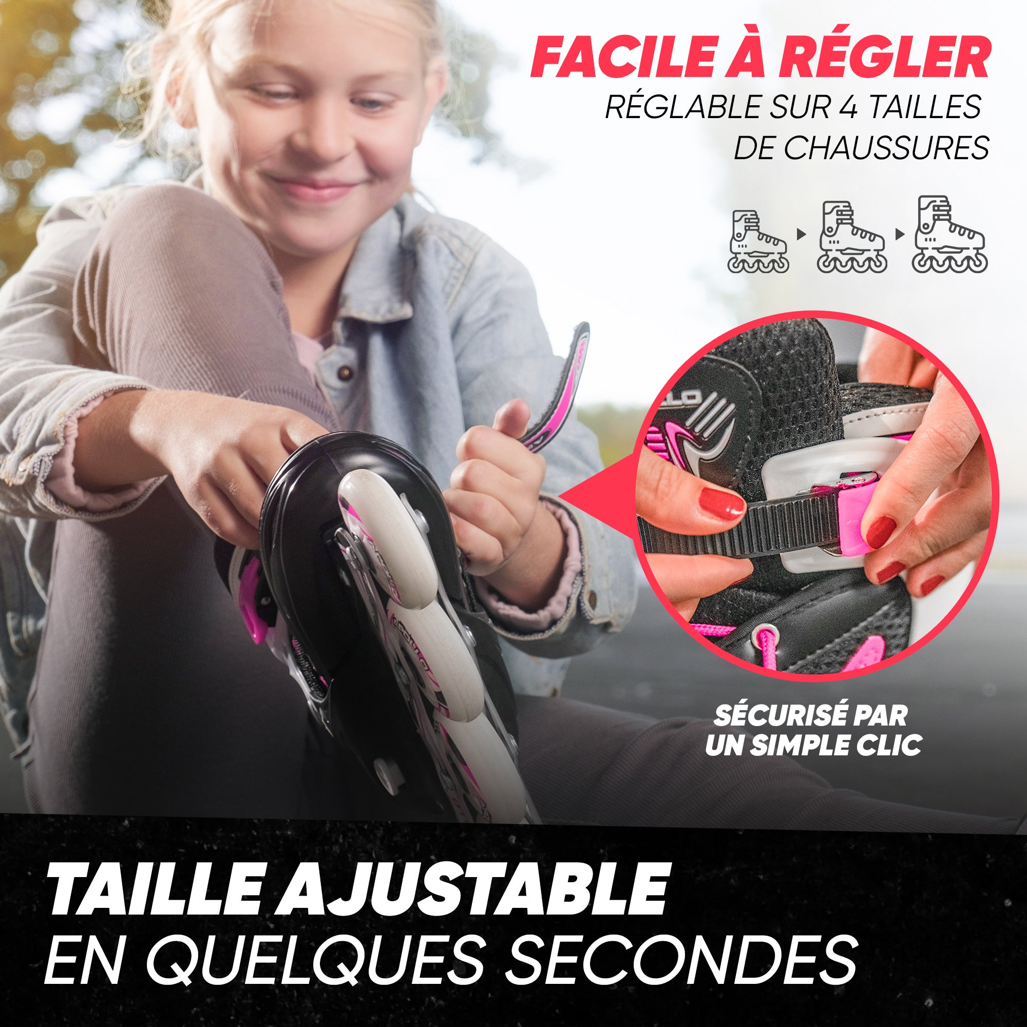 Apollo - Super Blades X Pro - Rollers avec roues à LED illuminées - Rose - L (39-42)