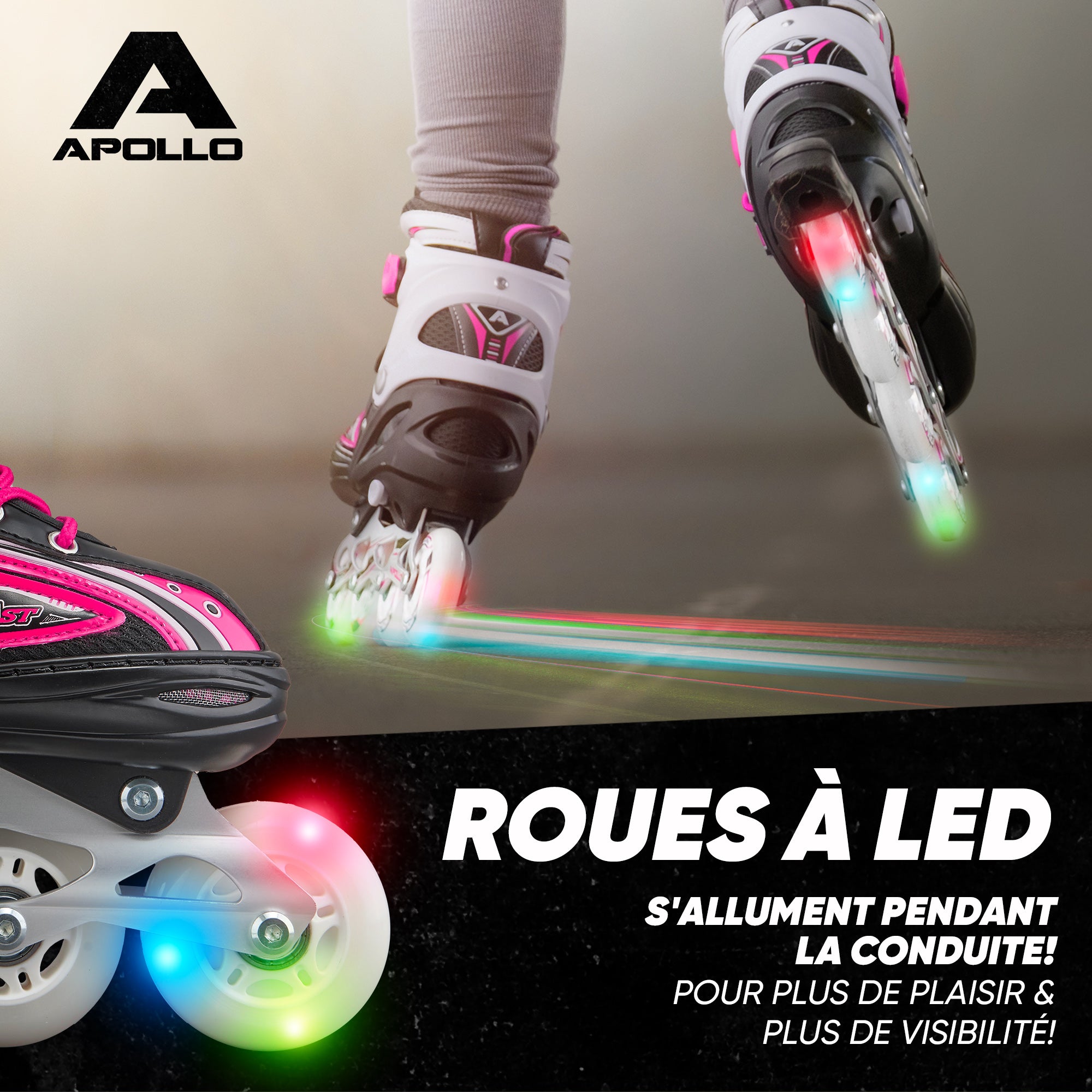 Apollo - Super Blades X Pro - Rollers avec roues à LED illuminées - Rose - L (39-42)