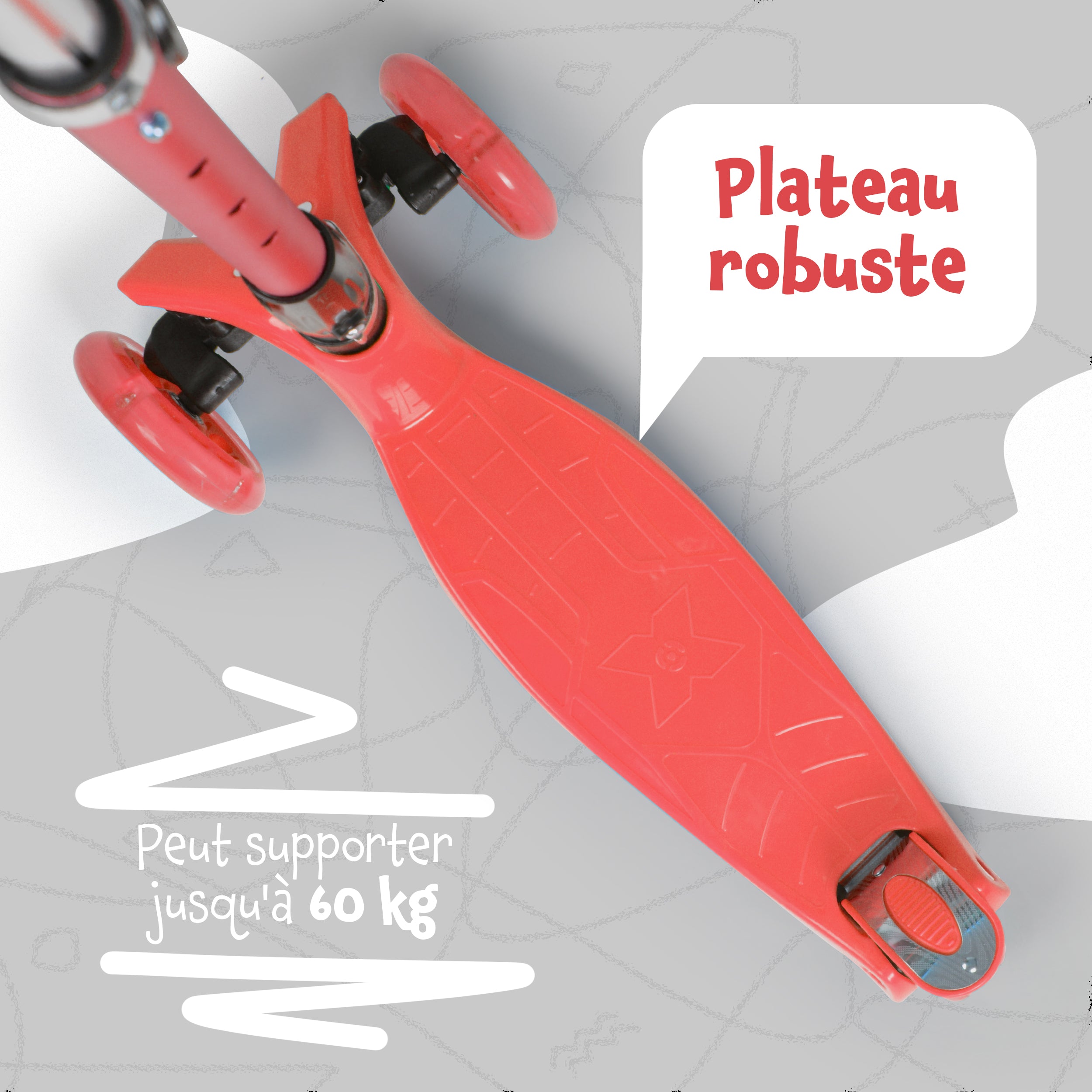 Apollo - Trottinette Kids Whiz à LED pour les enfants - Rouge