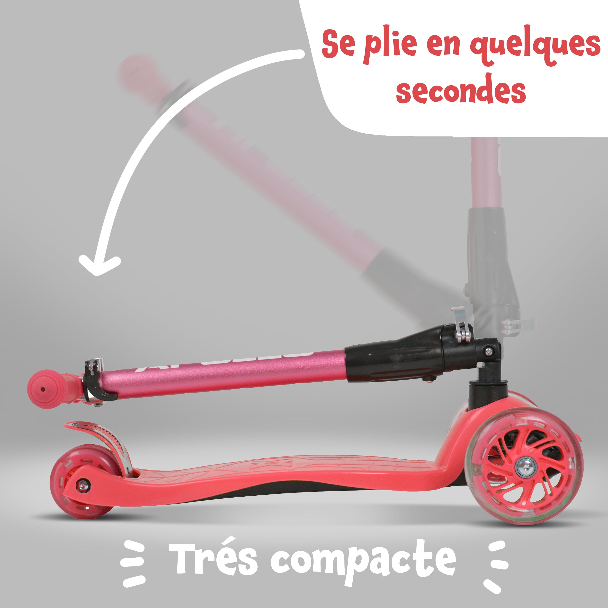 Apollo - Trottinette Kids Whiz à LED pour les enfants - Rouge