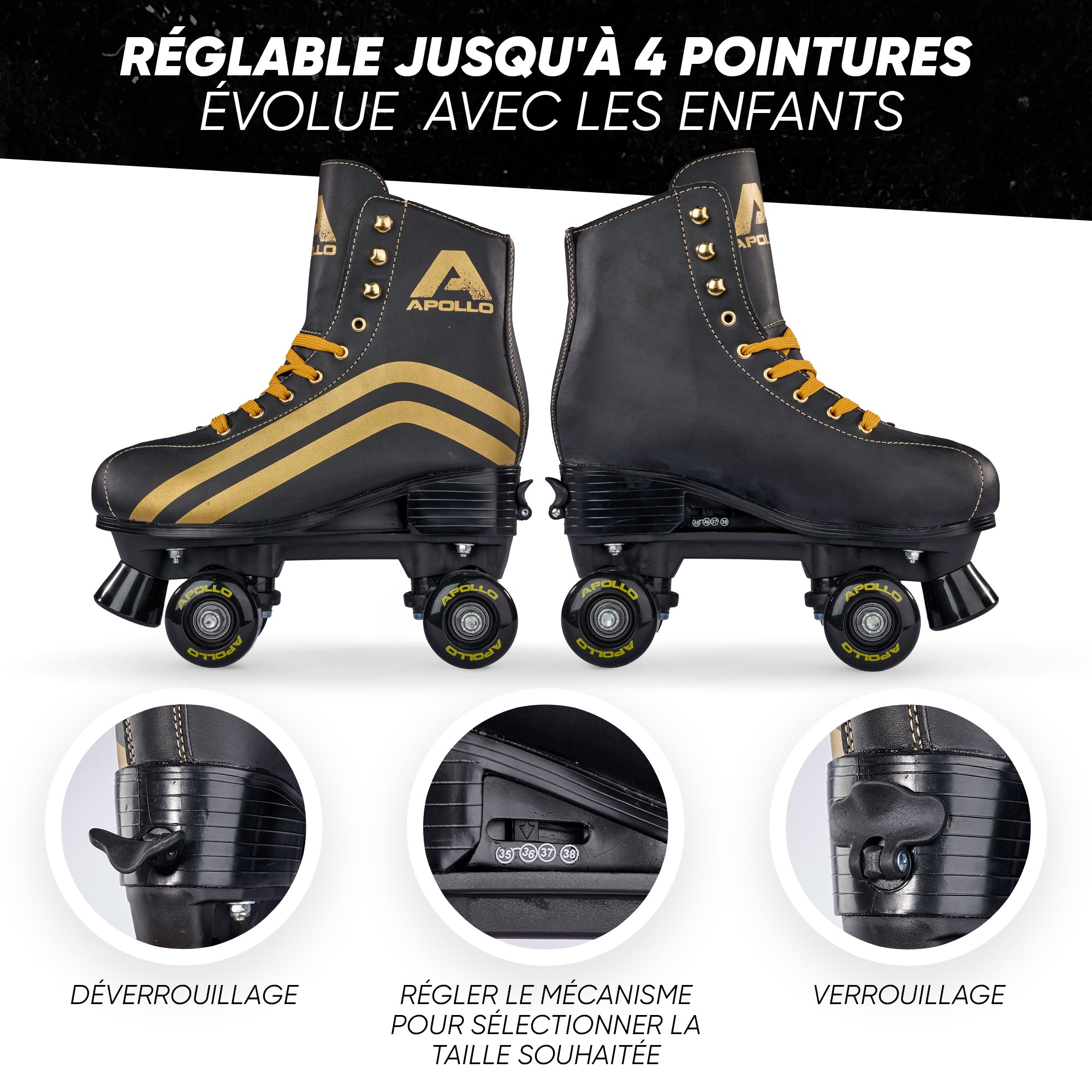 Apollo - Classic patins à roulettes fille et garçon - adolescents et adultes - Luna Nova - L (39-42)