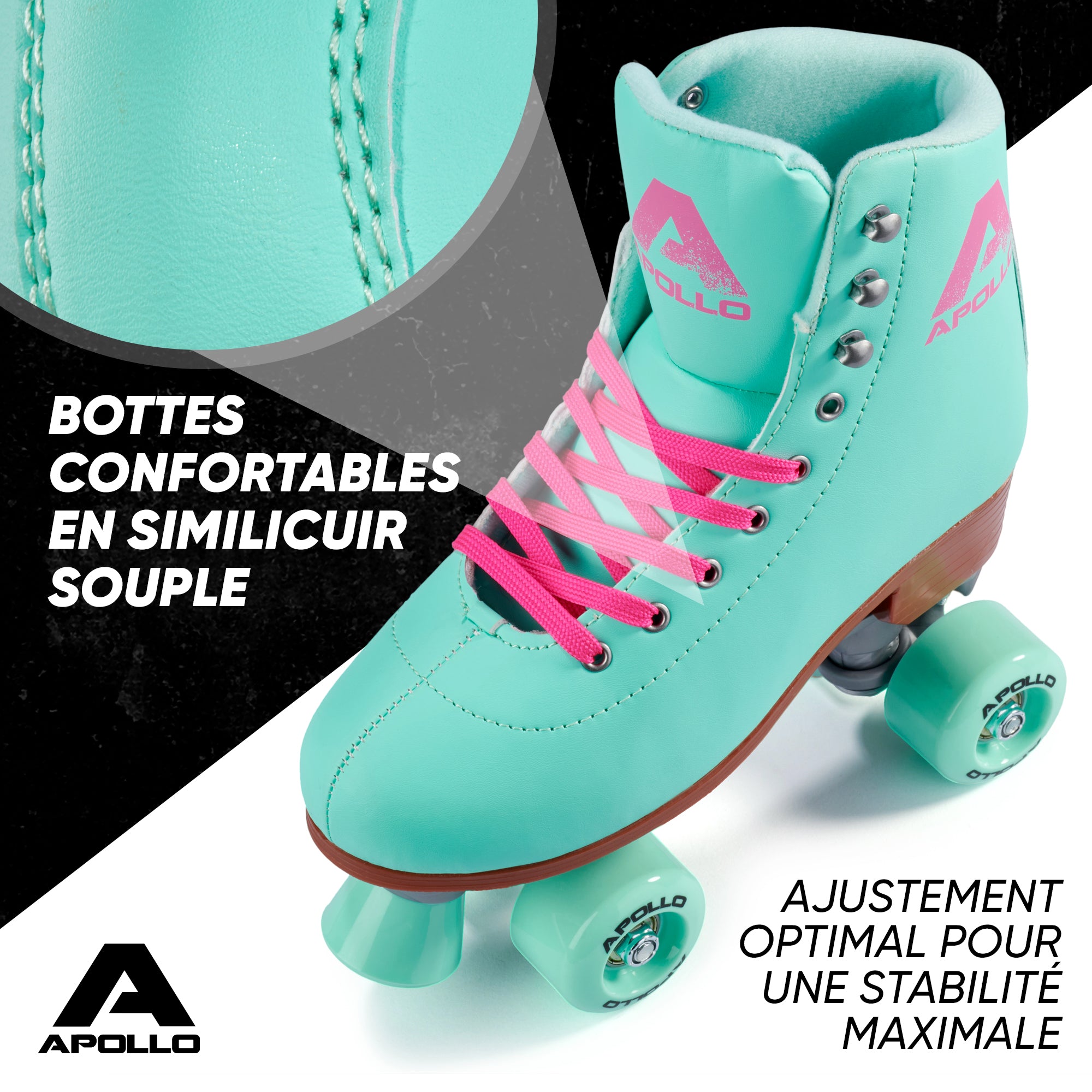 Apollo - Classic patins à roulettes fille et garçon - adolescents et adultes - Lagoon - L (39-42)