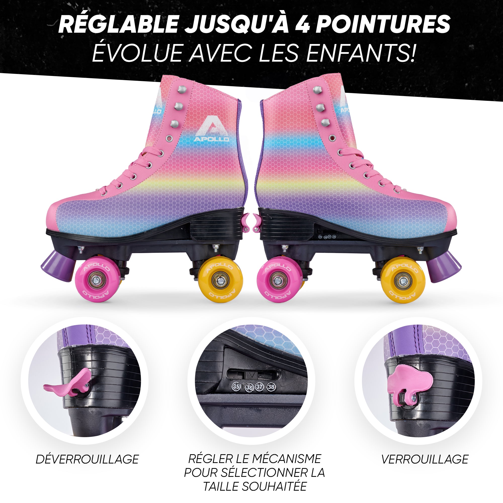Apollo - Classic patins à roulettes fille et garçon - adolescents et adultes - Dancing Queen - L (39-42)