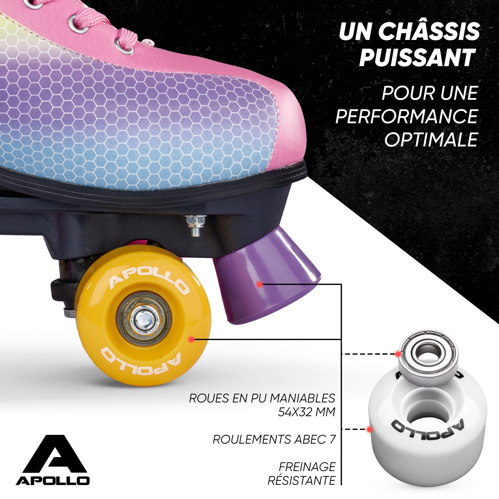 Apollo - Classic patins à roulettes fille et garçon - adolescents et adultes - Dancing Queen - L (39-42)