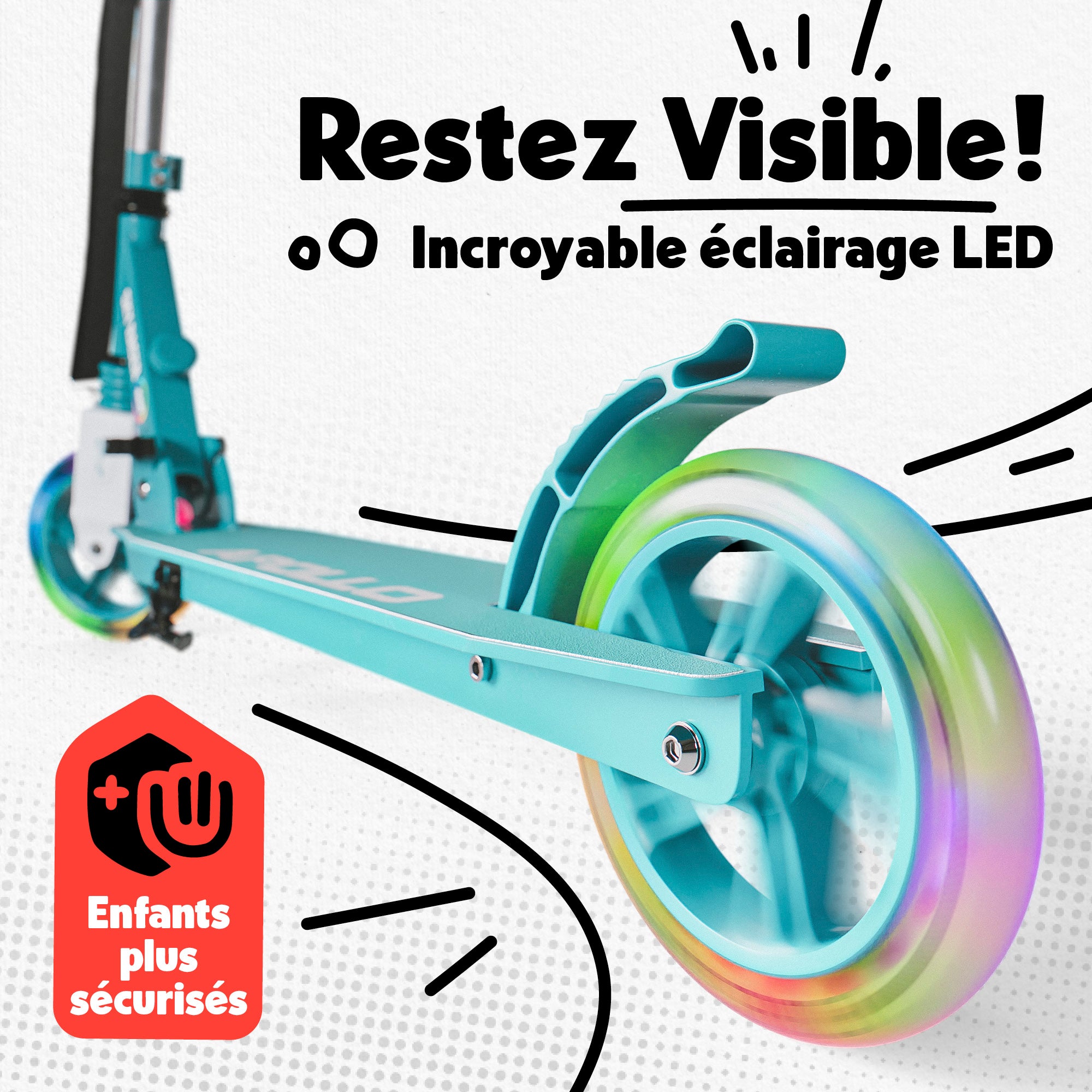 Apollo - Trottinette Skyracer - trottinette urbaine à suspension avec roues LED 145 mm - Menthe