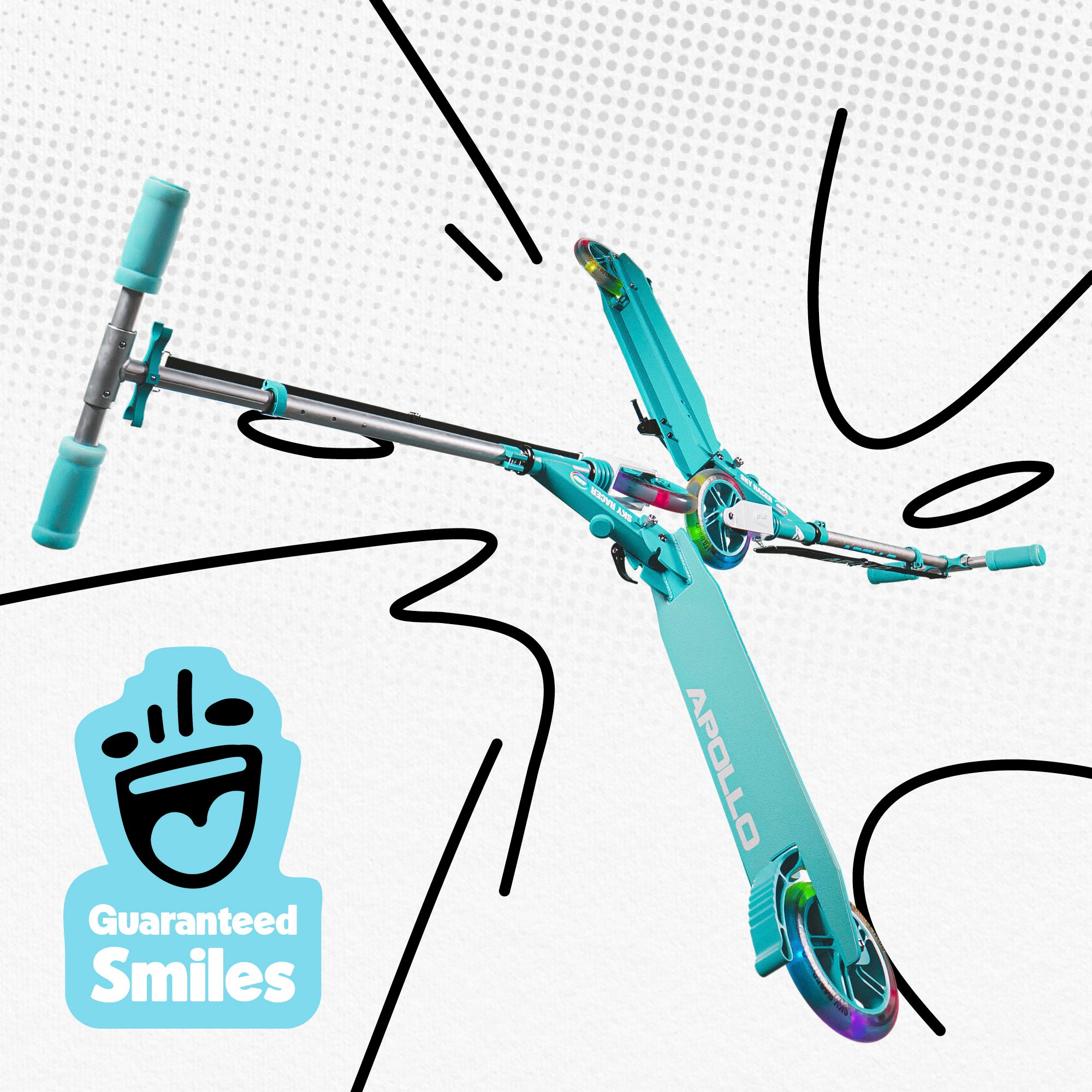 Apollo - Trottinette Skyracer - trottinette urbaine à suspension avec roues LED 145 mm - Menthe