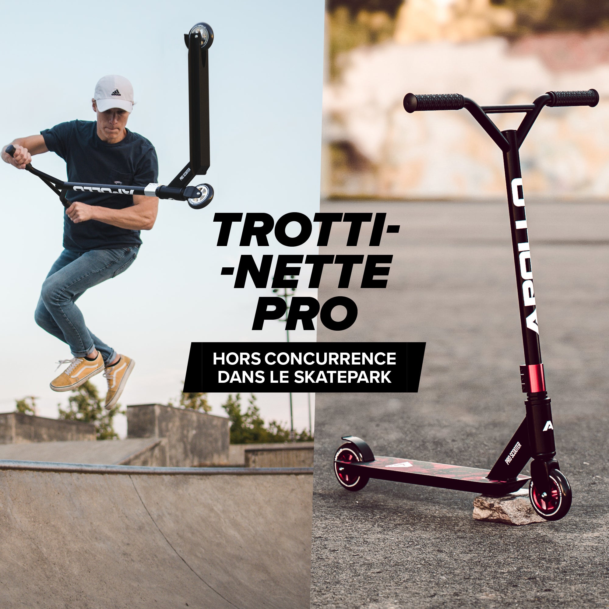 Apollo - Trottinette Freestyle Genius Pro - Trottinette robuste avec roulement à billes ABEC 9 - Red Ink