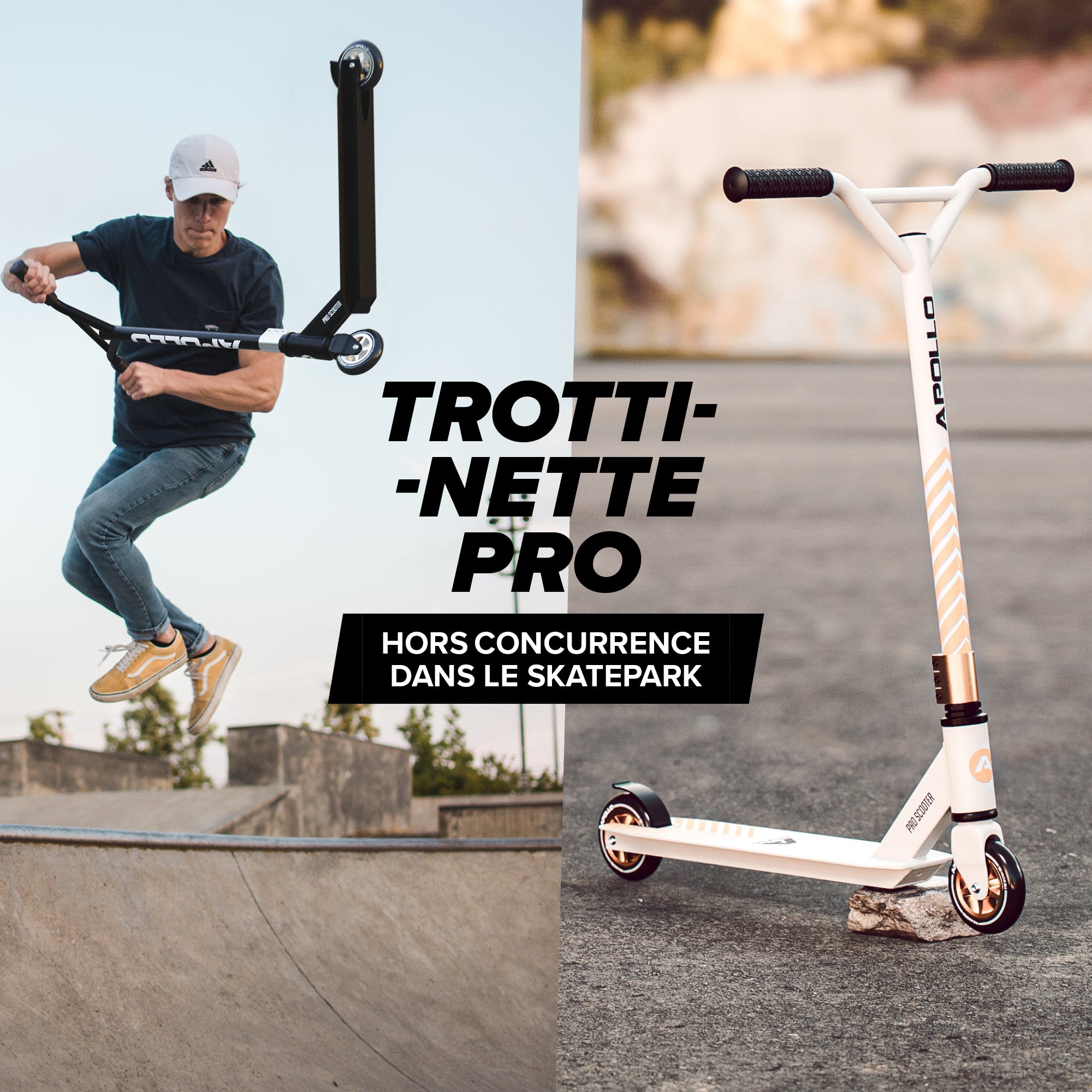 Apollo - Trottinette Freestyle Genius Pro - Trottinette robuste avec roulement à billes ABEC 9 - Blanc Or