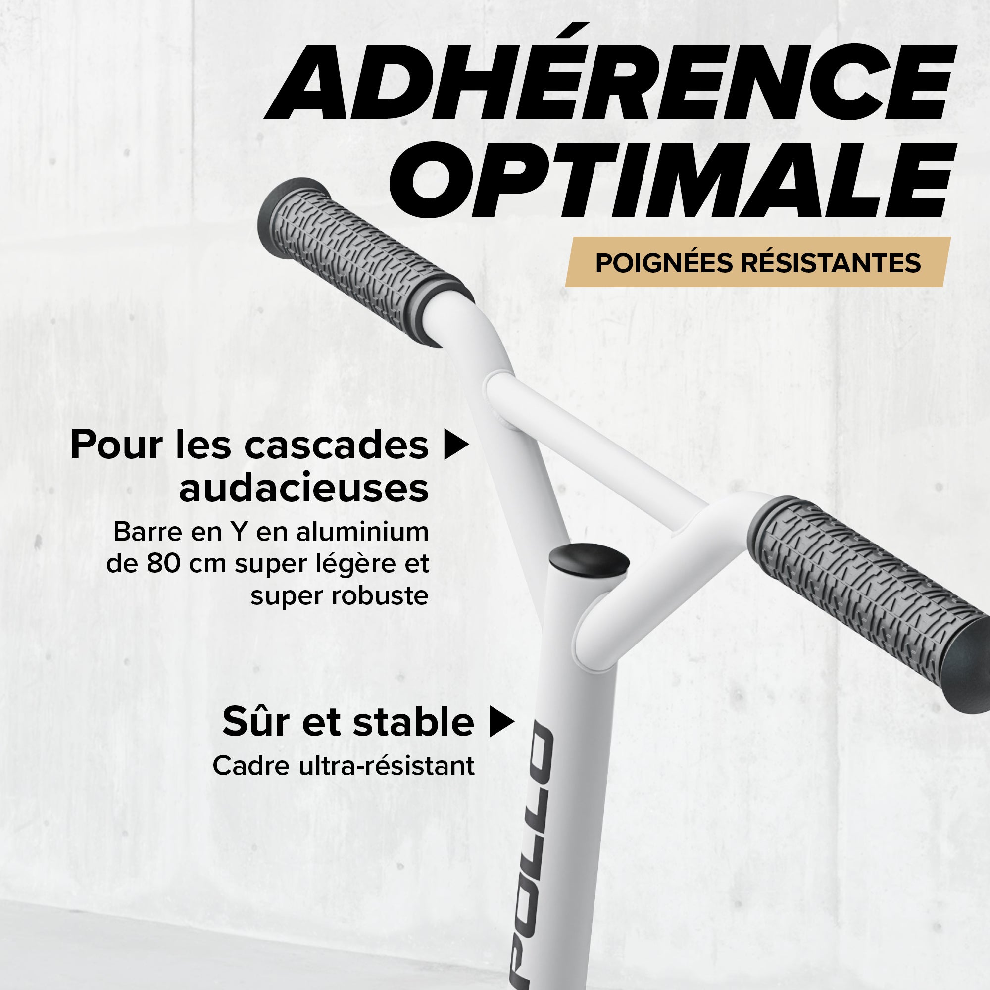 Apollo - Trottinette Freestyle Genius Pro - Trottinette robuste avec roulement à billes ABEC 9 - Blanc Or