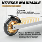 Apollo - Trottinette Freestyle Genius Pro - Trottinette robuste avec roulement à billes ABEC 9 - Blanc Or