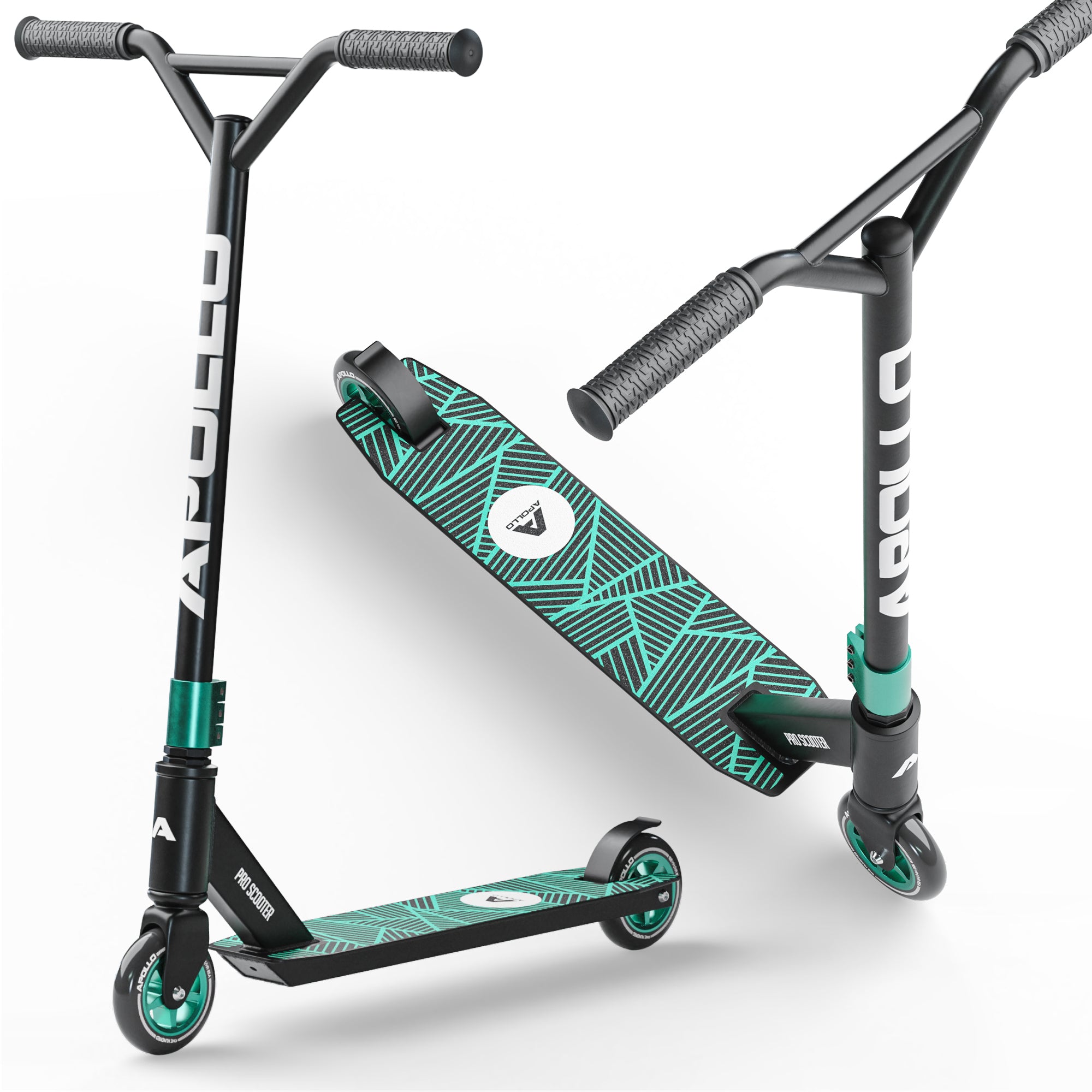 Apollo - Trottinette Freestyle Genius Pro - Trottinette robuste avec roulement à billes ABEC 9 - Noir Vert