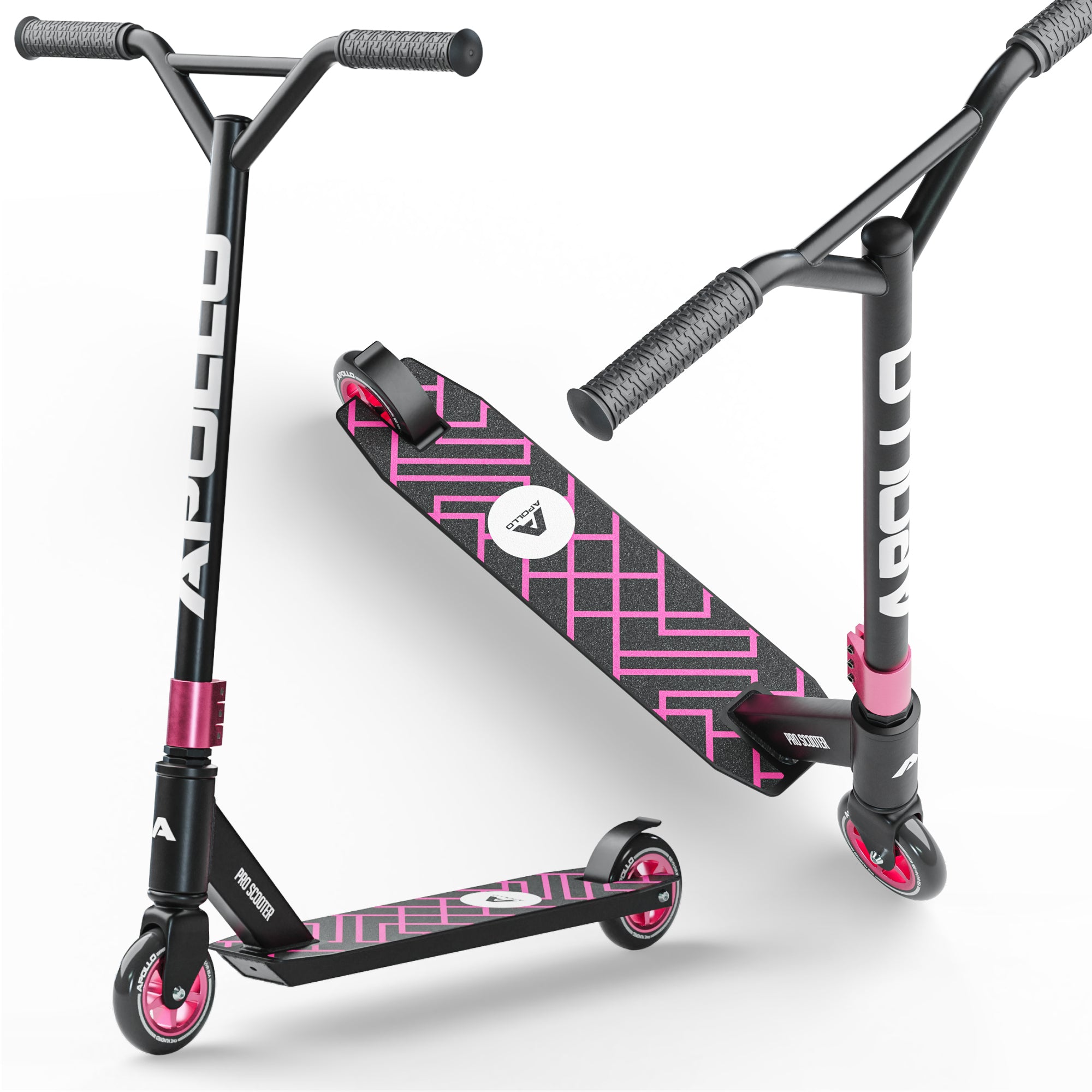 Apollo - Trottinette Freestyle Genius Pro - Trottinette robuste avec roulement à billes ABEC 9 - Noir Rose
