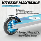 Apollo - Trottinette Freestyle Genius Pro - Trottinette robuste avec roulement à billes ABEC 9 - Blanc Bleu