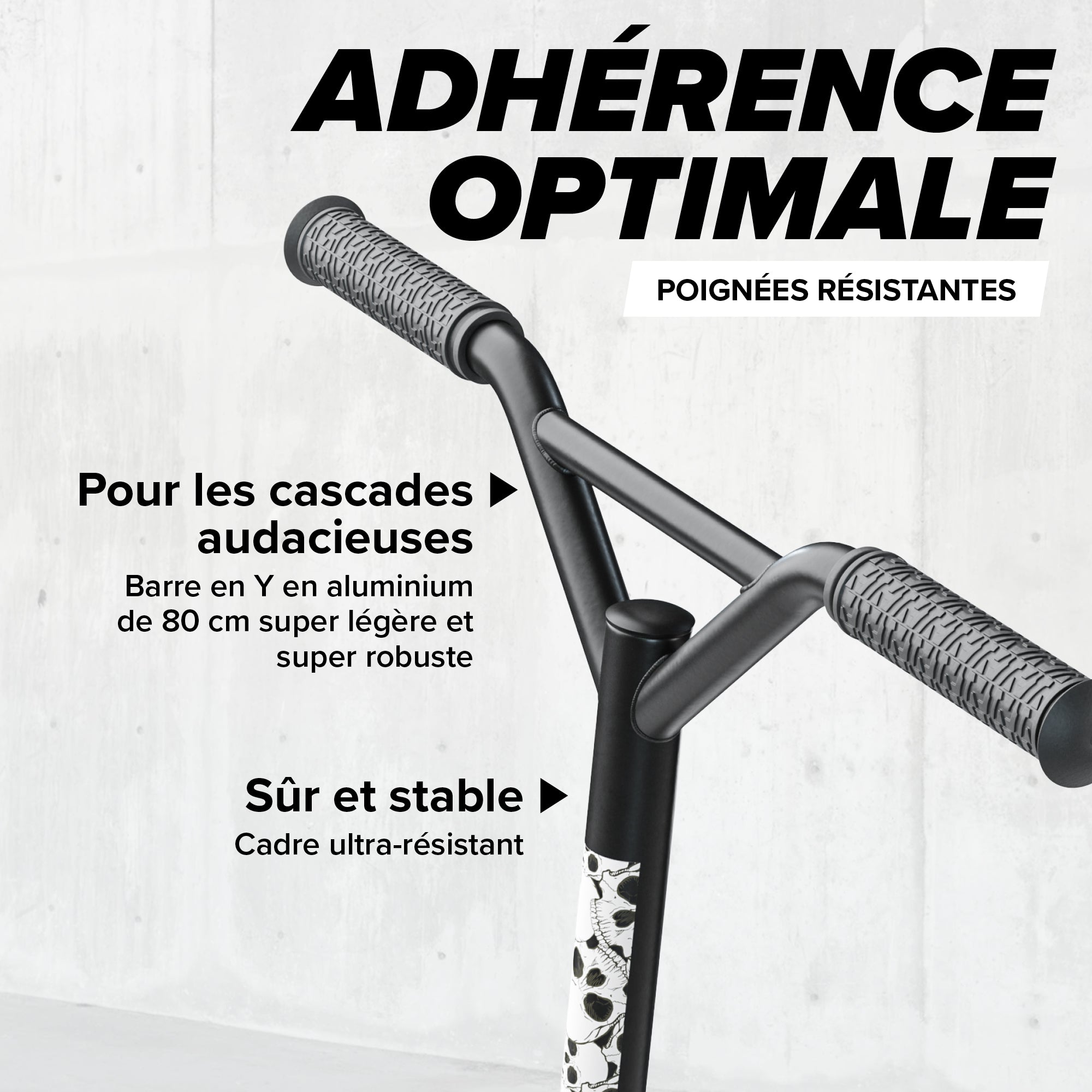 Apollo - Trottinette Freestyle Genius Pro - Trottinette robuste avec roulement à billes ABEC 9 - White Skull