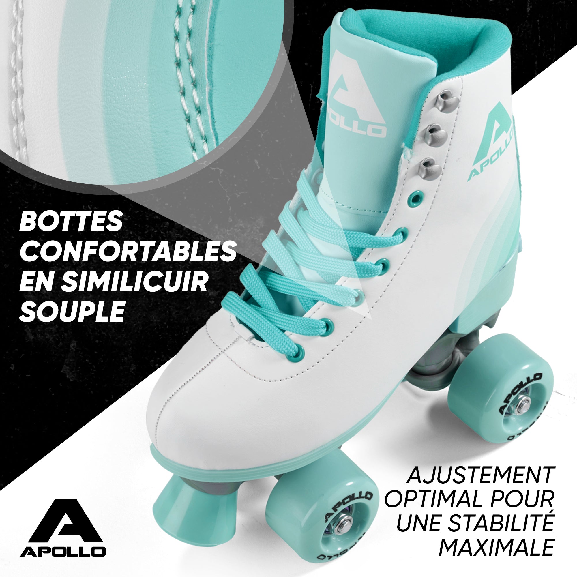Apollo - Classic patins à roulettes fille et garçon - adolescents et adultes - Disco Time - L (39-42)