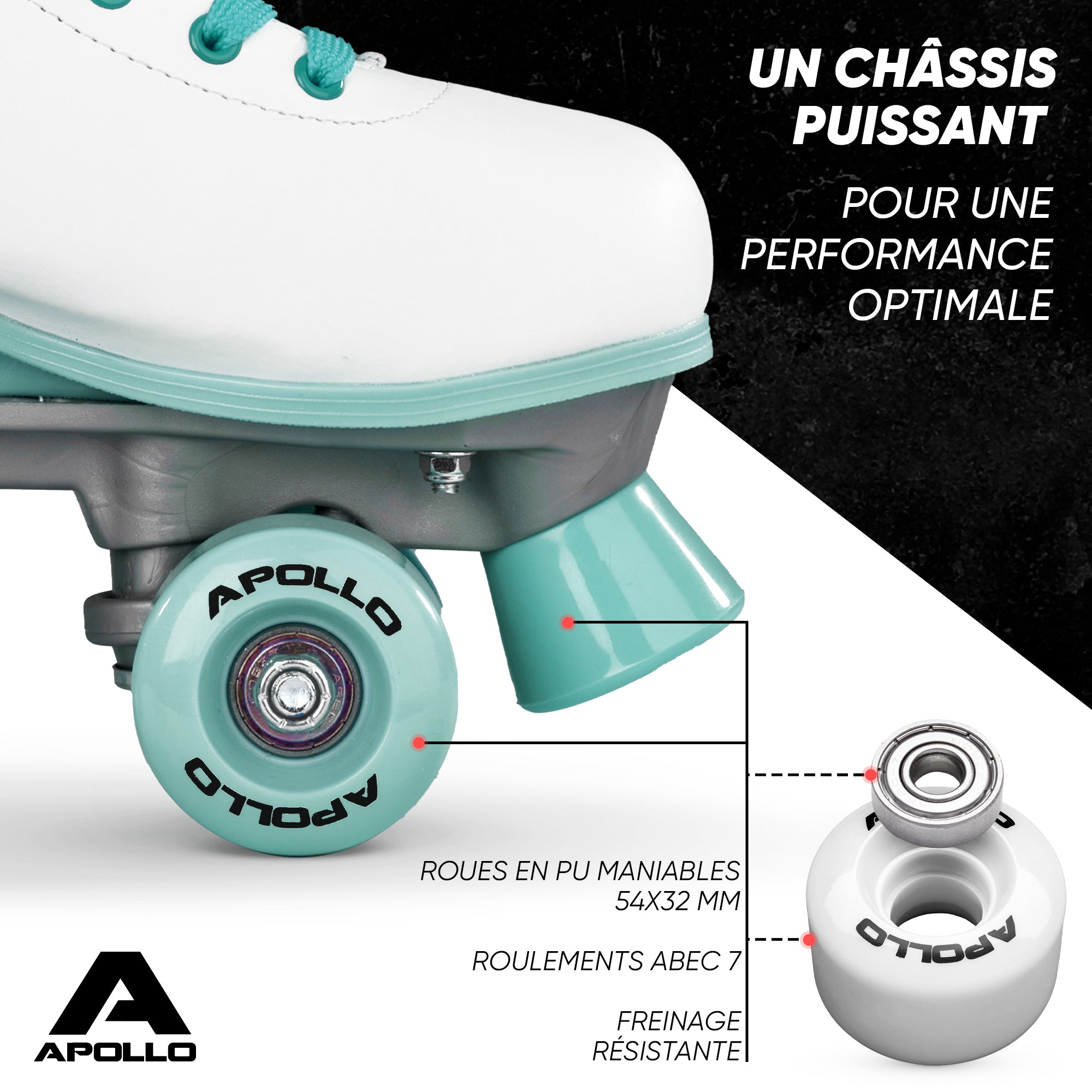 Apollo - Classic patins à roulettes fille et garçon - adolescents et adultes - Disco Time - L (39-42)