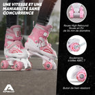 Apollo - Super Quad X Pro – Patins à roulettes LED pour enfants et adolescents – Rose blanc -