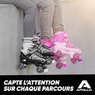 Apollo - Super Quad X Pro – Patins à roulettes LED pour enfants et adolescents – Rose blanc -