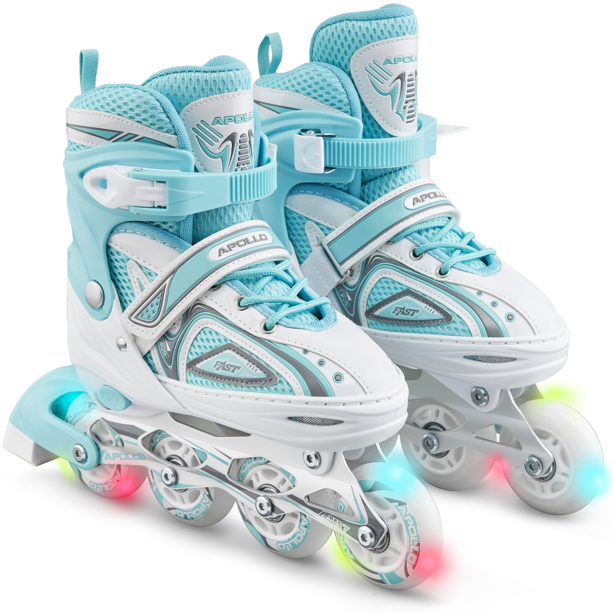 Apollo - Super Blades X Pro - Rollers avec roues à LED illuminées - blanc/turquoise - L (39-42)