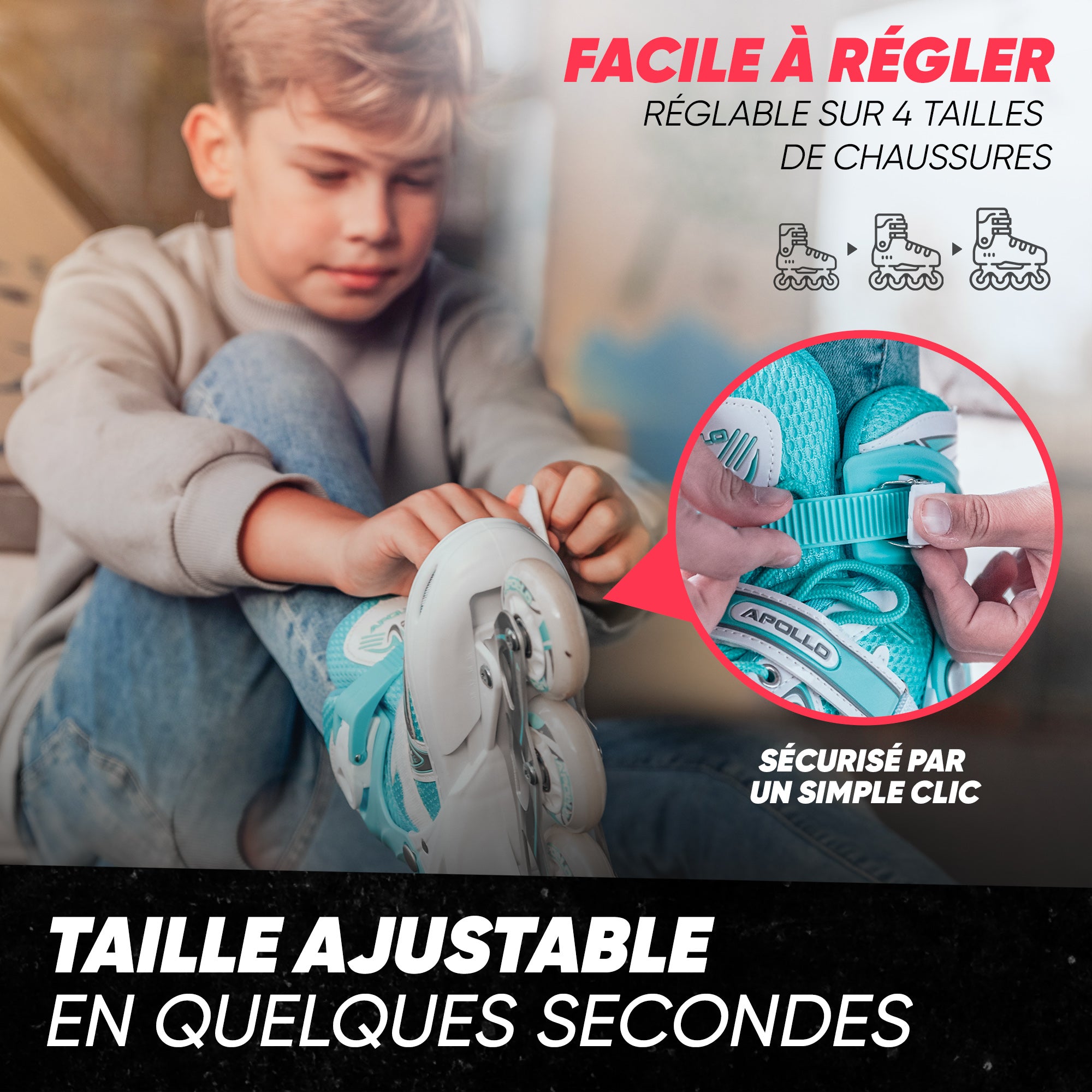 Apollo - Super Blades X Pro - Rollers avec roues à LED illuminées - blanc/turquoise - L (39-42)