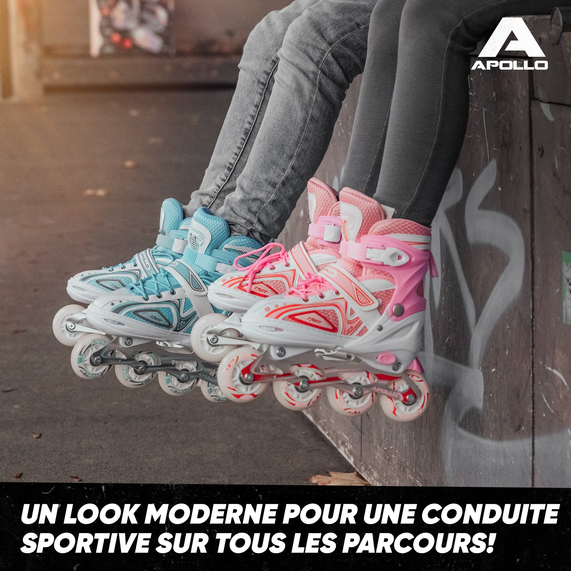 Apollo - Super Blades X Pro - Rollers avec roues à LED illuminées - blanc/turquoise - L (39-42)