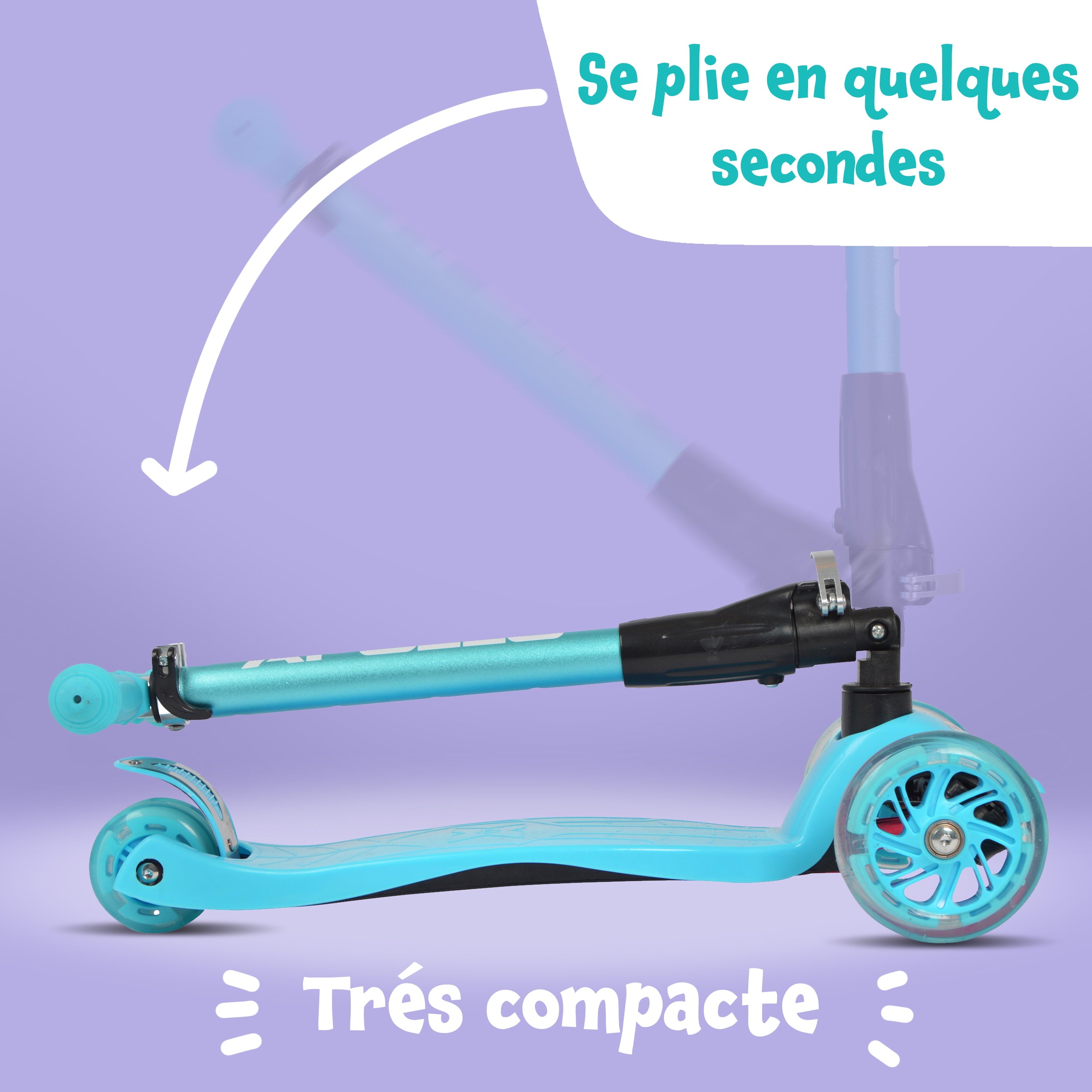 Apollo - Trottinette Kids Whiz à LED pour les enfants - Menthe