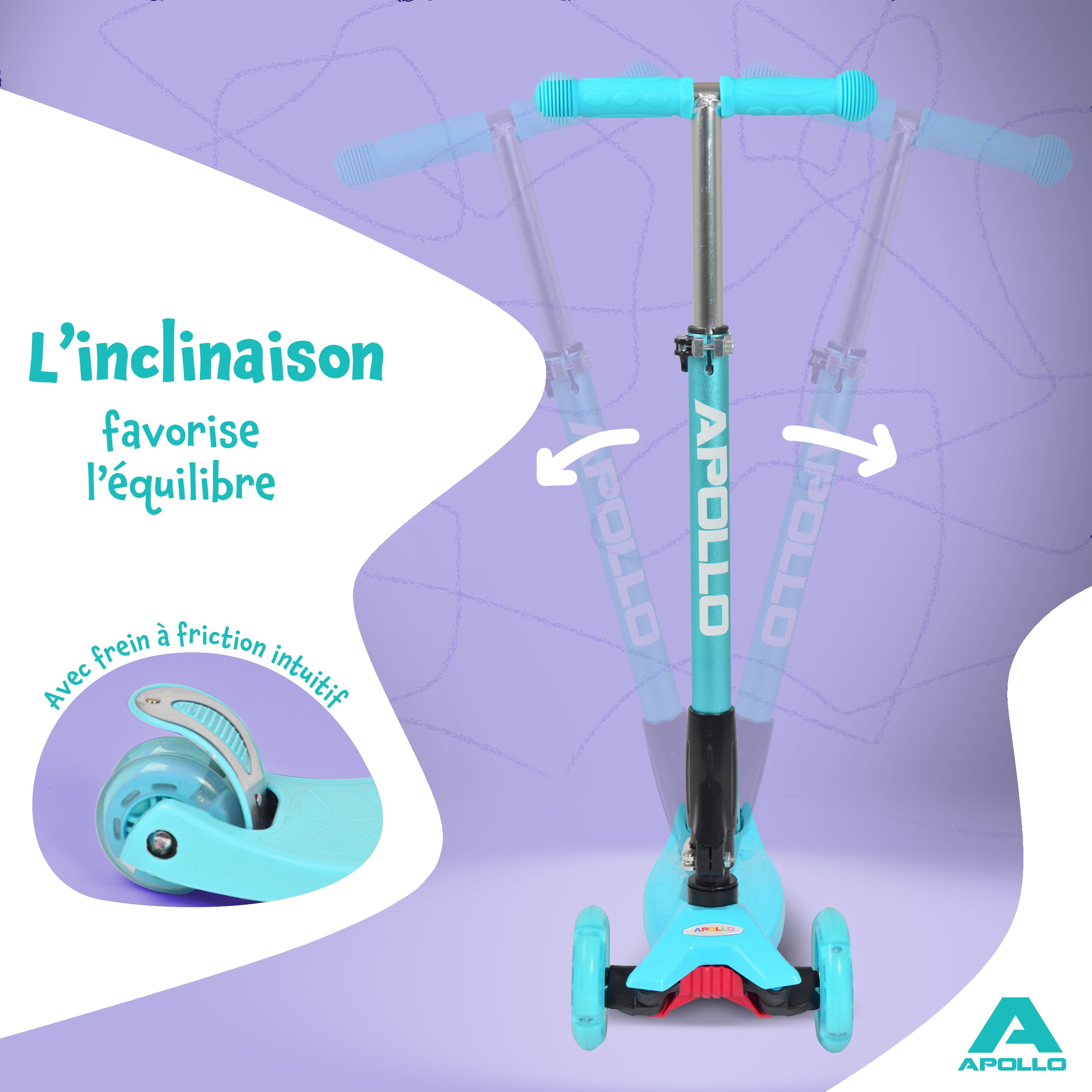 Apollo - Trottinette Kids Whiz à LED pour les enfants - Menthe