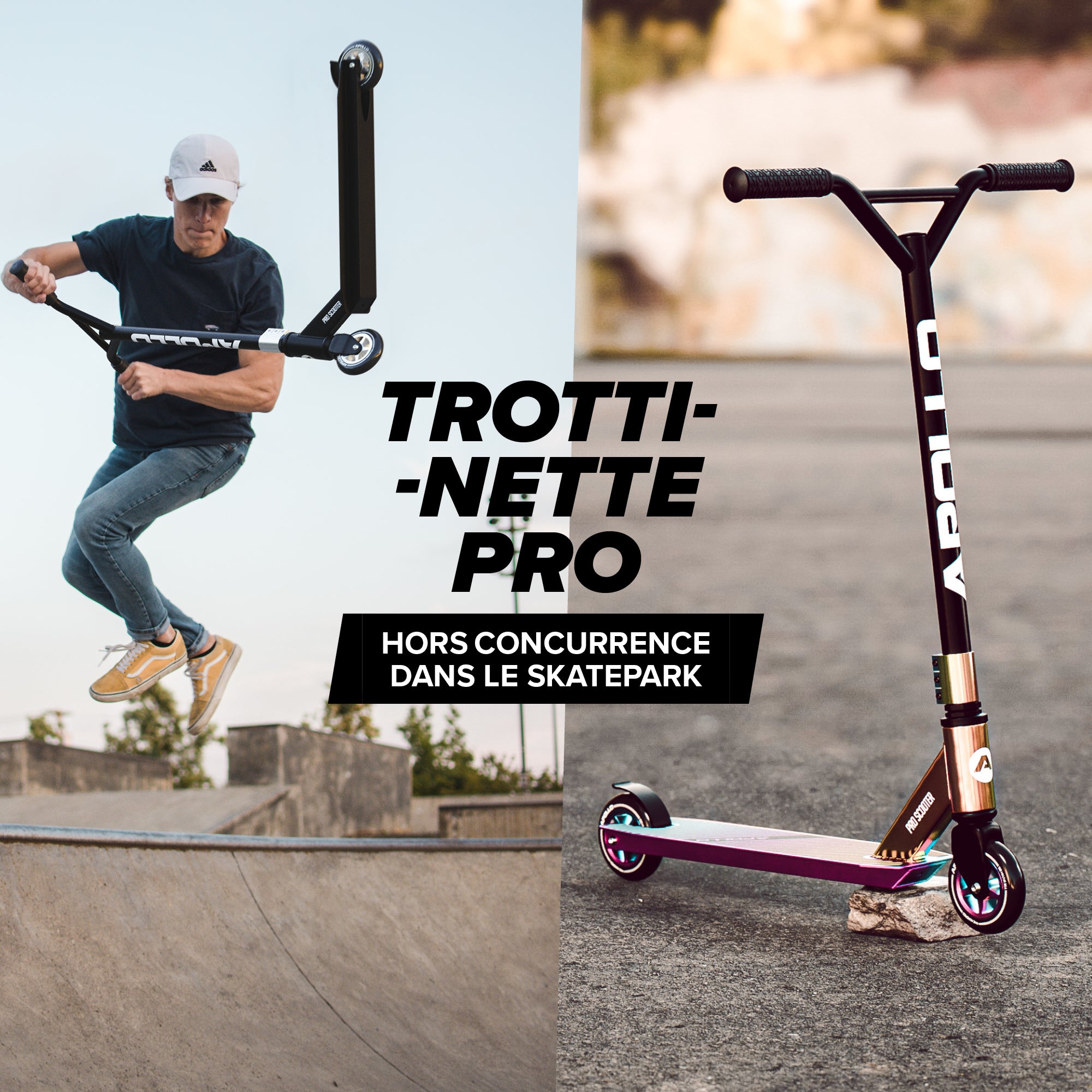 Apollo - Trottinette Freestyle Genius Pro - Trottinette robuste avec roulement à billes ABEC 9 - Rainbow