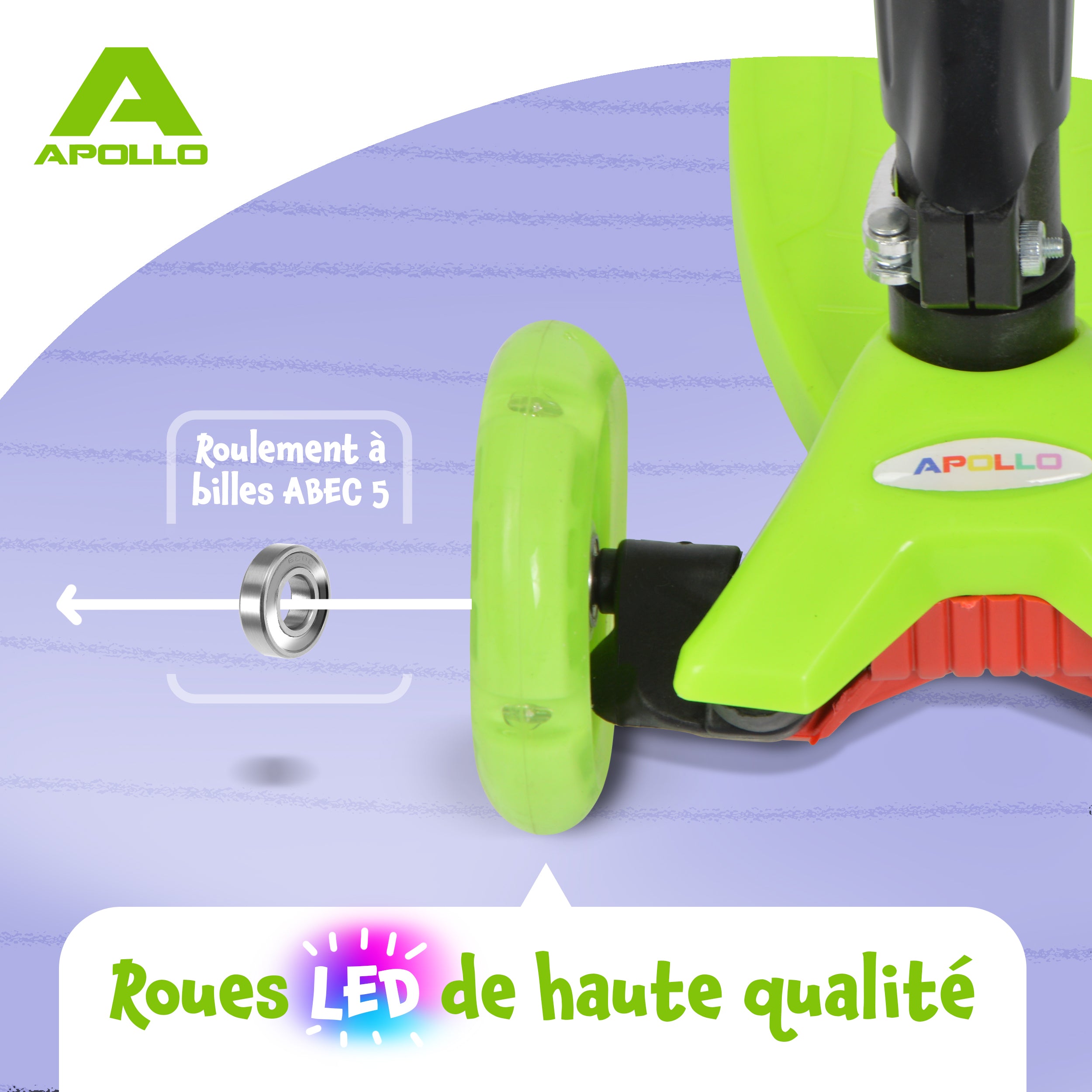 Apollo - Trottinette Kids Whiz à LED pour les enfants - Vert