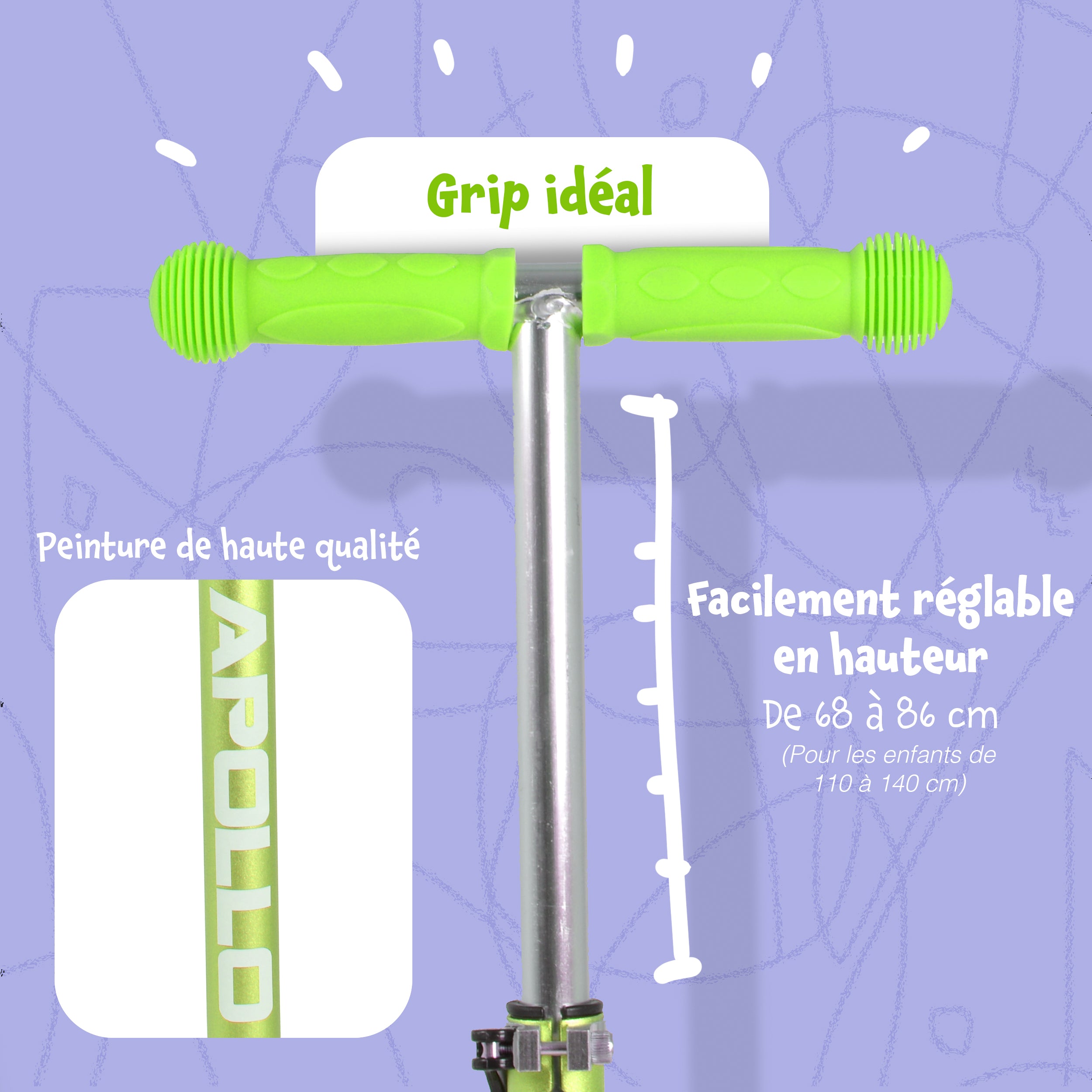 Apollo - Trottinette Kids Whiz à LED pour les enfants - Vert