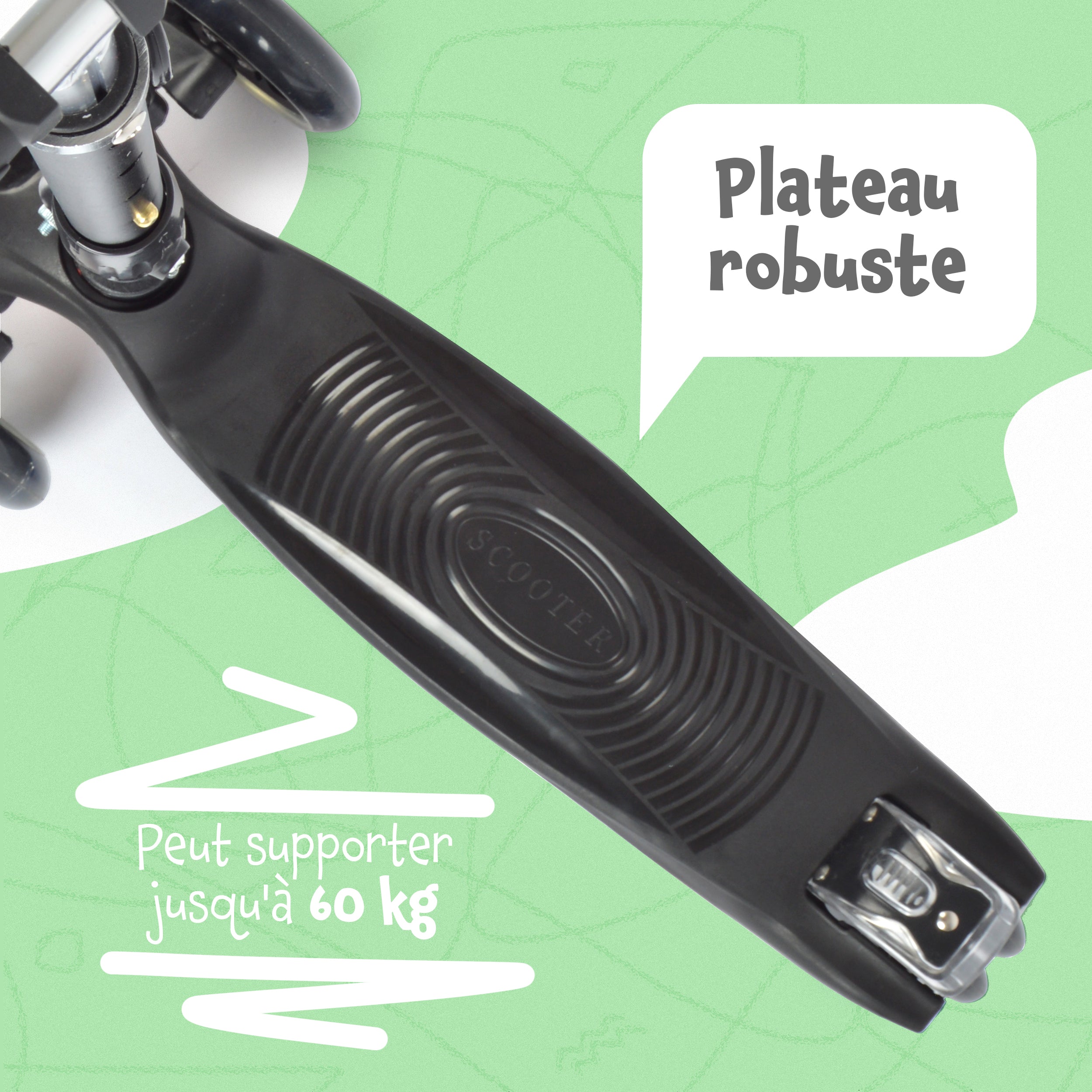 Apollo - Trottinette Kids Whiz à LED pour les enfants - Noir