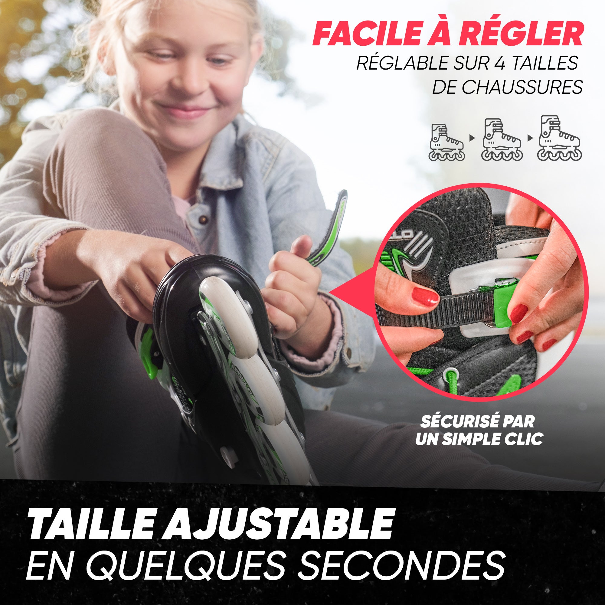 Apollo - Super Blades X Pro - Rollers avec roues à LED illuminées - Vert - M (35-38)