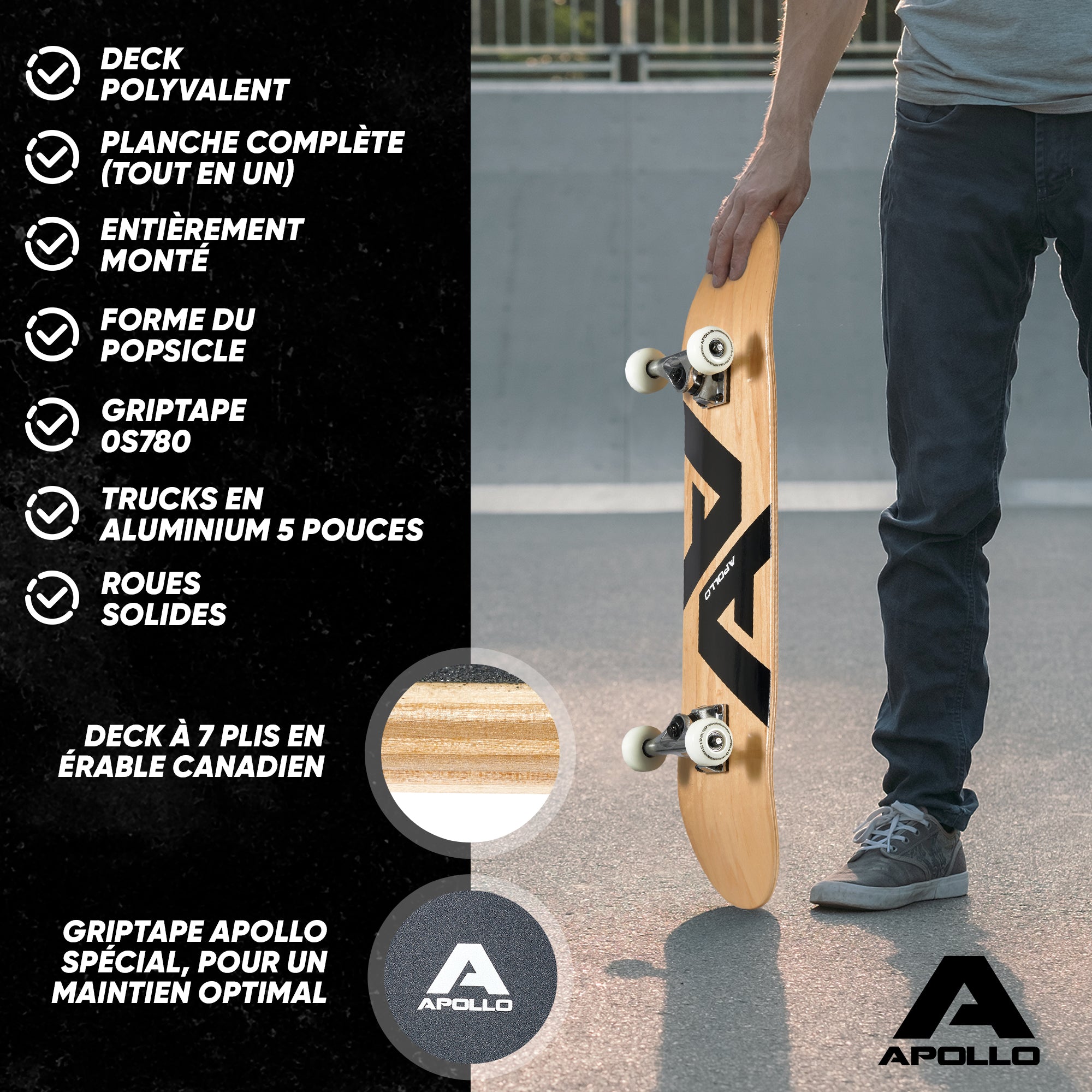 Apollo - Skateboard professionnel enfants et adultes - A&A - A&A