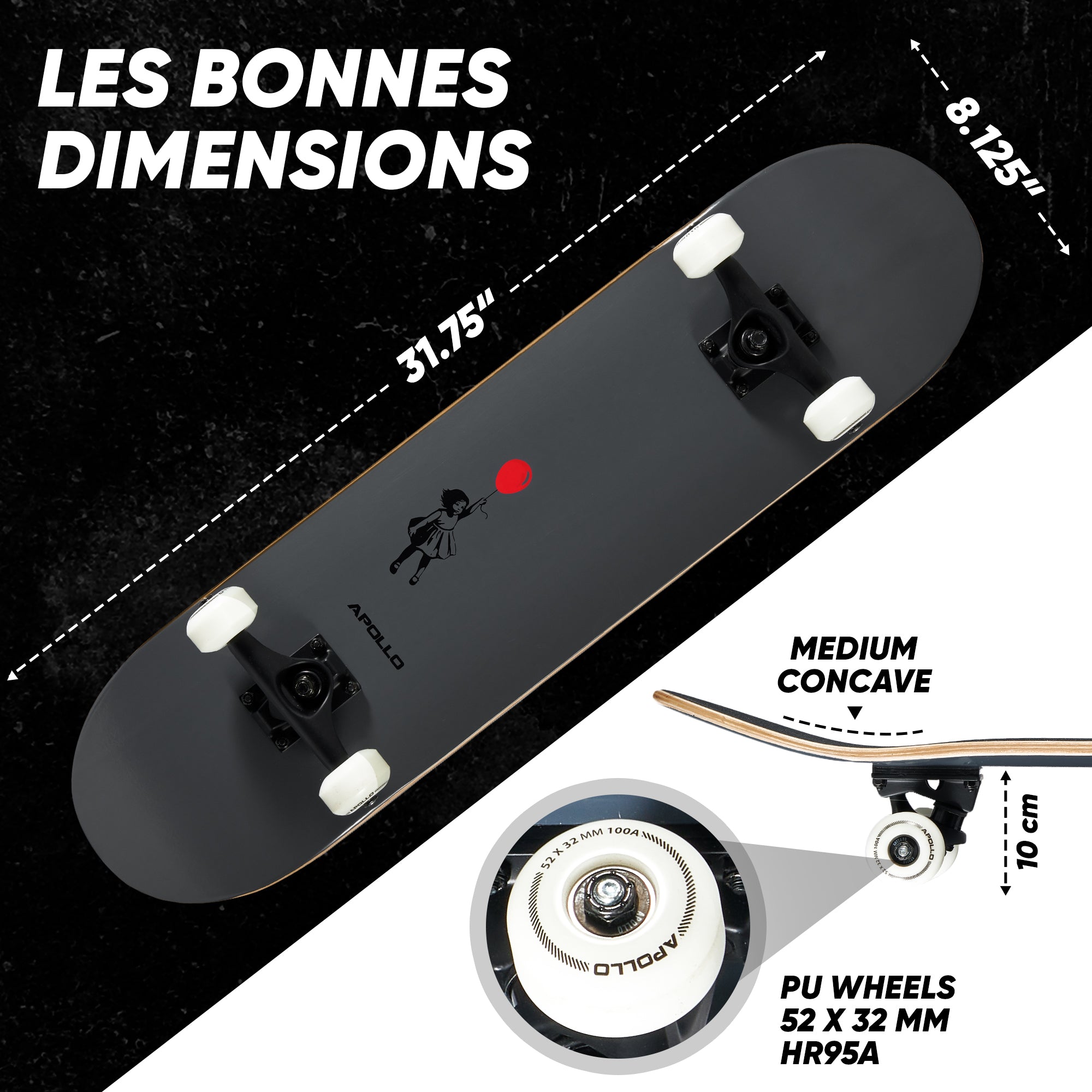 Apollo - Skateboard professionnel enfants et adultes - Balloon - Balloon
